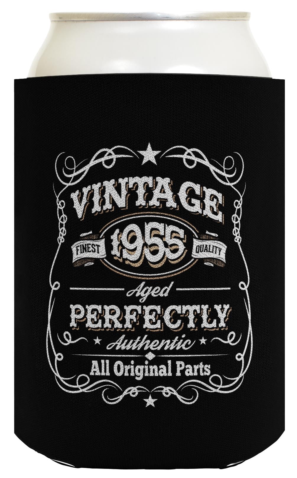 Vintage 1955 Style 48-Pack Drink Can Coolers - Original Design Birthday Party Supplies for 70th Birthday Gifts - Perfect for Retro Themed Parties, Family Gatherings & Anniversary Celebrations