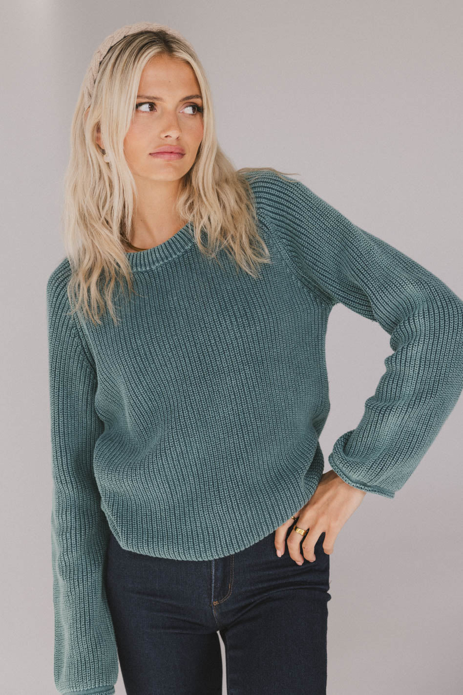 Aveline Teal Knit Sweater for Women - Cozy Winter Pullover | Perfect for Casual Outfits, Office Wear & Holiday Gatherings