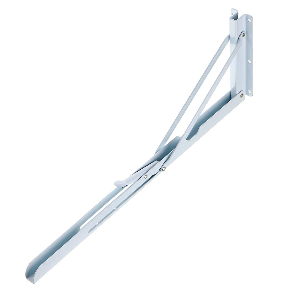 Sumnacon Heavy Duty Folding Shelf Brackets - 20 Inch White Metal Triangle Wall Mounted Hinges (2 Pack) for Tables, Benches & Shelves - Perfect for Garage Storage, Kitchen Organization & DIY Projects