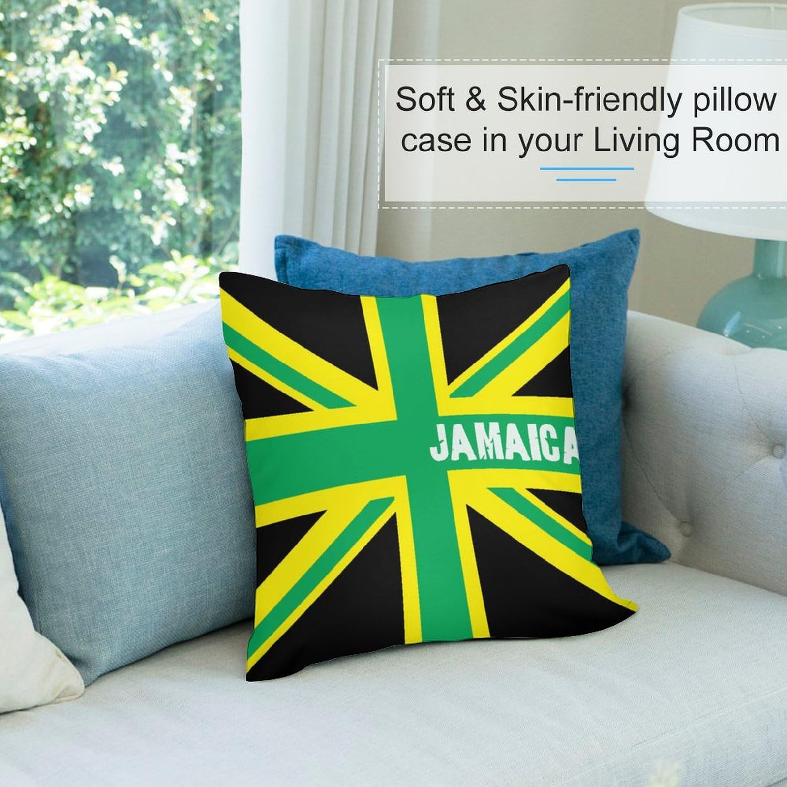 Jamaican Flag Plush Pillow Covers - Soft & Smooth 26x26 Inch Cushion Cases for Sofa, Bed (Set of 4) - Perfect for Home Decor, Caribbean Themed Parties & Jamaican Pride Displays
