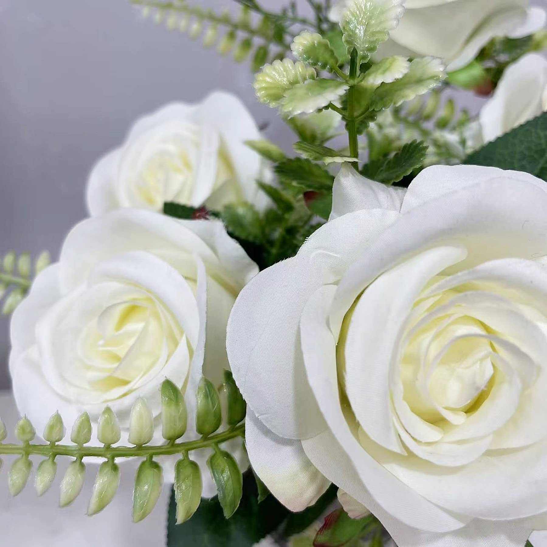 UKELER 2 Bunches Ivory White Artificial Silk Rose Flowers Bouquet - Elegant Home Decor for Wedding, Party, Festival & DIY Floral Arrangements