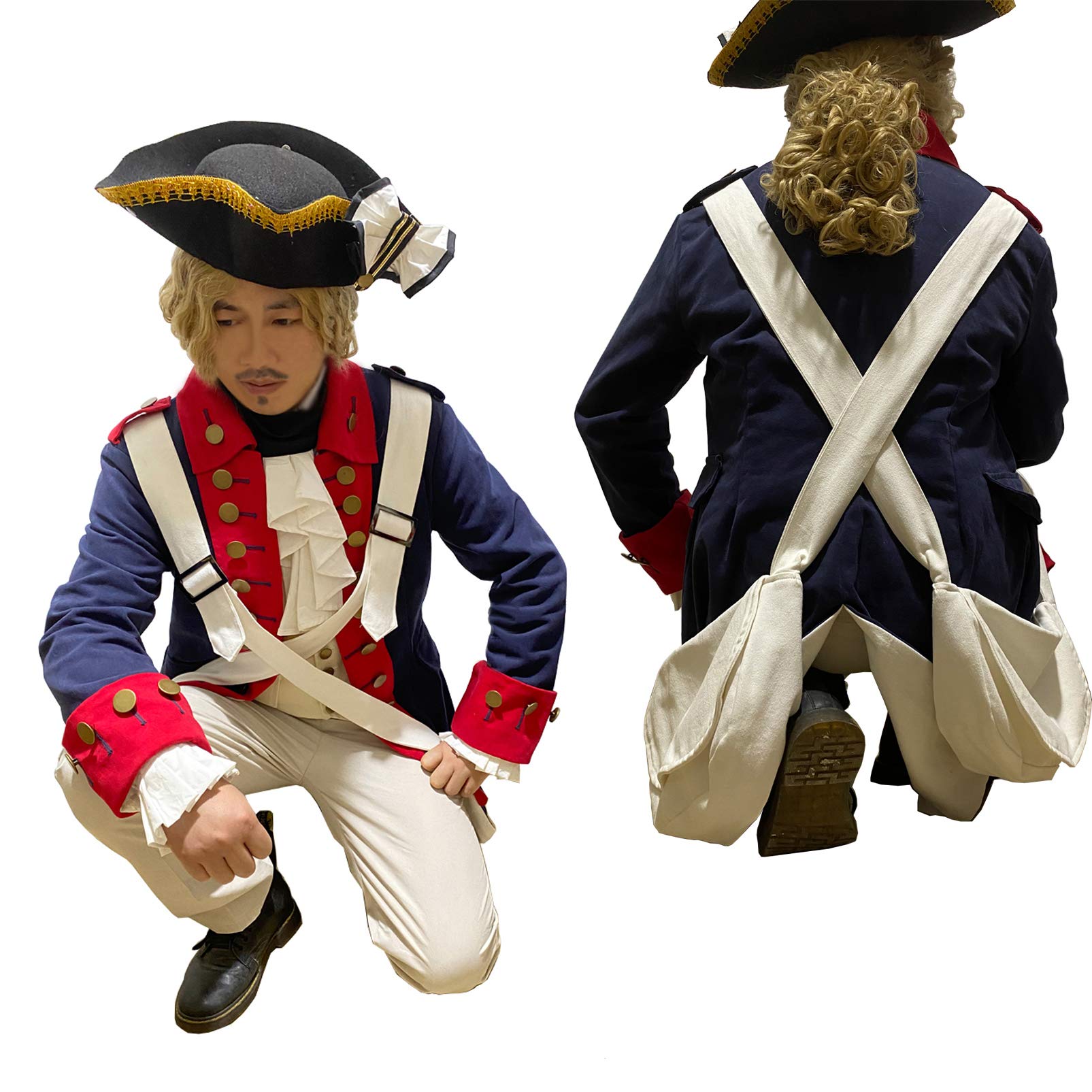 Ucosbros Revolutionary War Uniform - Continental Army Historical Costume for Men, Halloween & Reenactment - Authentic 18th Century Military Outfit