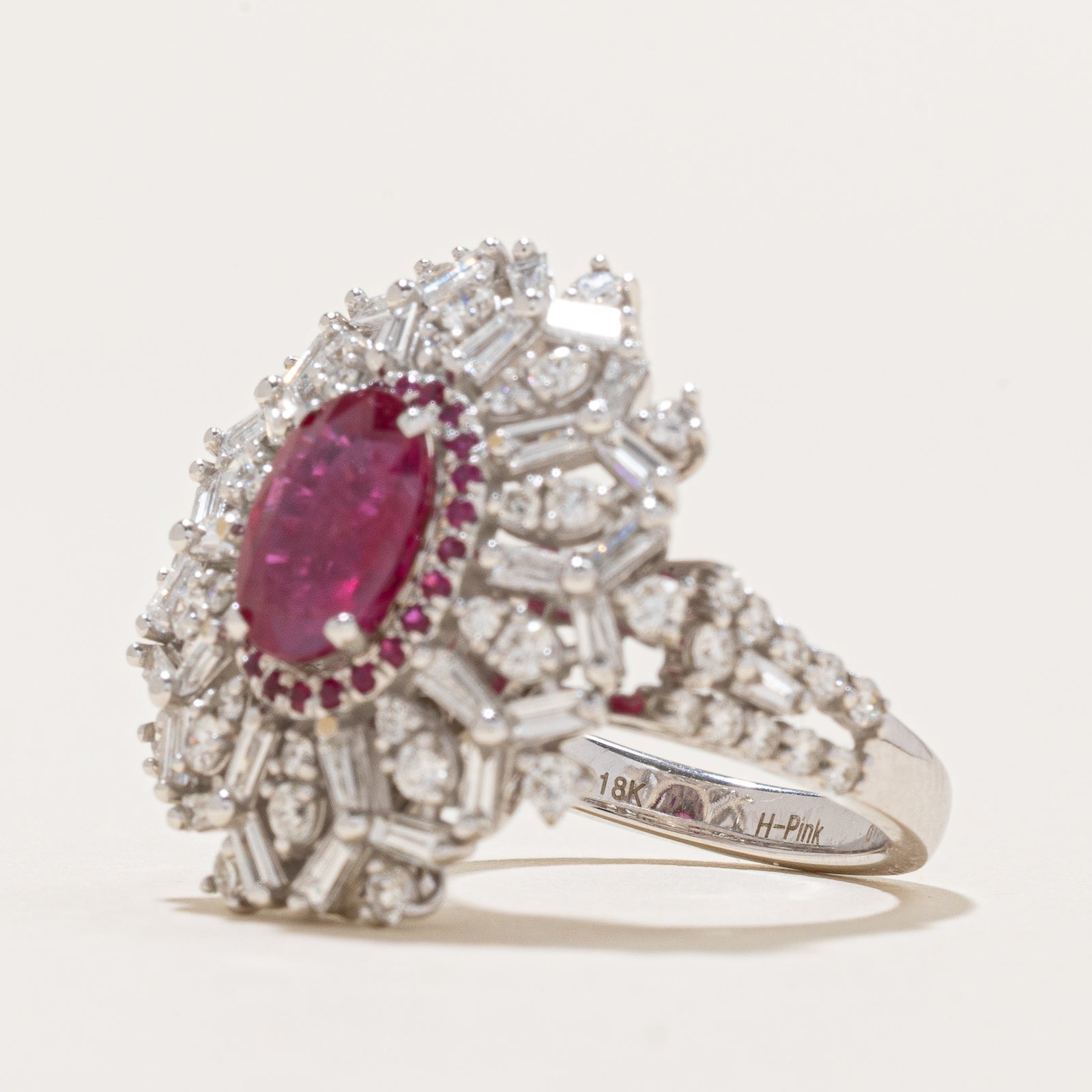 Natural GRS Certified Unheated Ruby and Diamond Cocktail Ring & Pendant Set - 2.16ct Ruby & 1.55ctw Diamonds - Size 6.5 - Elegant Jewelry for Evening Parties, Weddings & Special Occasions