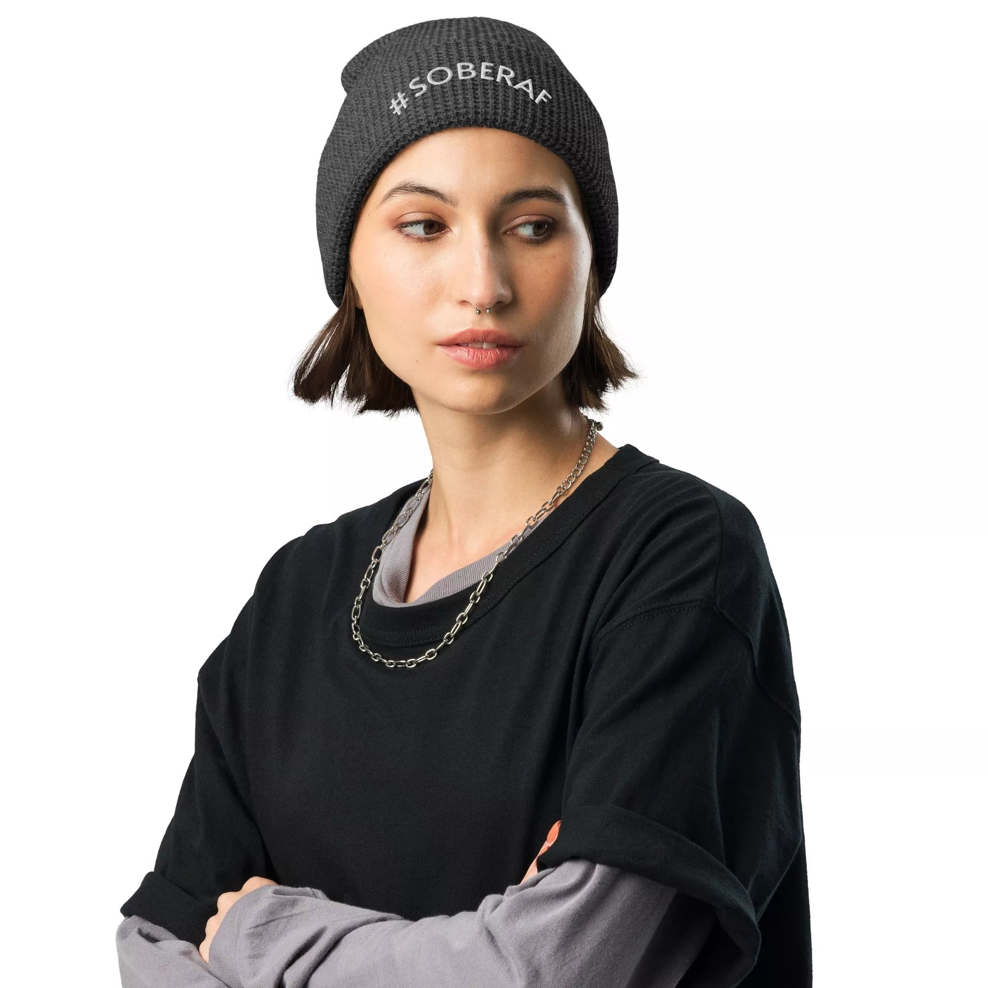 SOBERAF Waffle Beanie Hat for Men & Women - Warm Winter Knit Skull Cap with Waffle Texture - Perfect for Skiing, Snowboarding and Outdoor Activities