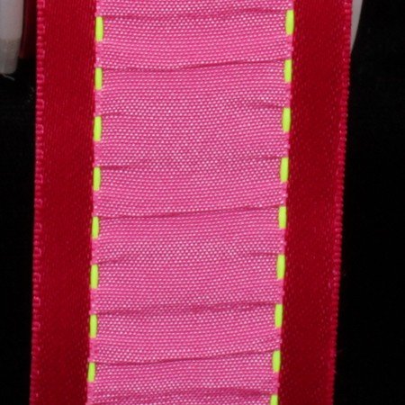 Pink and Red Gathered Taffeta Ribbon with Wired Satin Edge - 1 5/8 Inch x 27 Yards - Decorative Ribbon for Gift Wrapping, Wedding Decorations, DIY Crafts and Party Favors