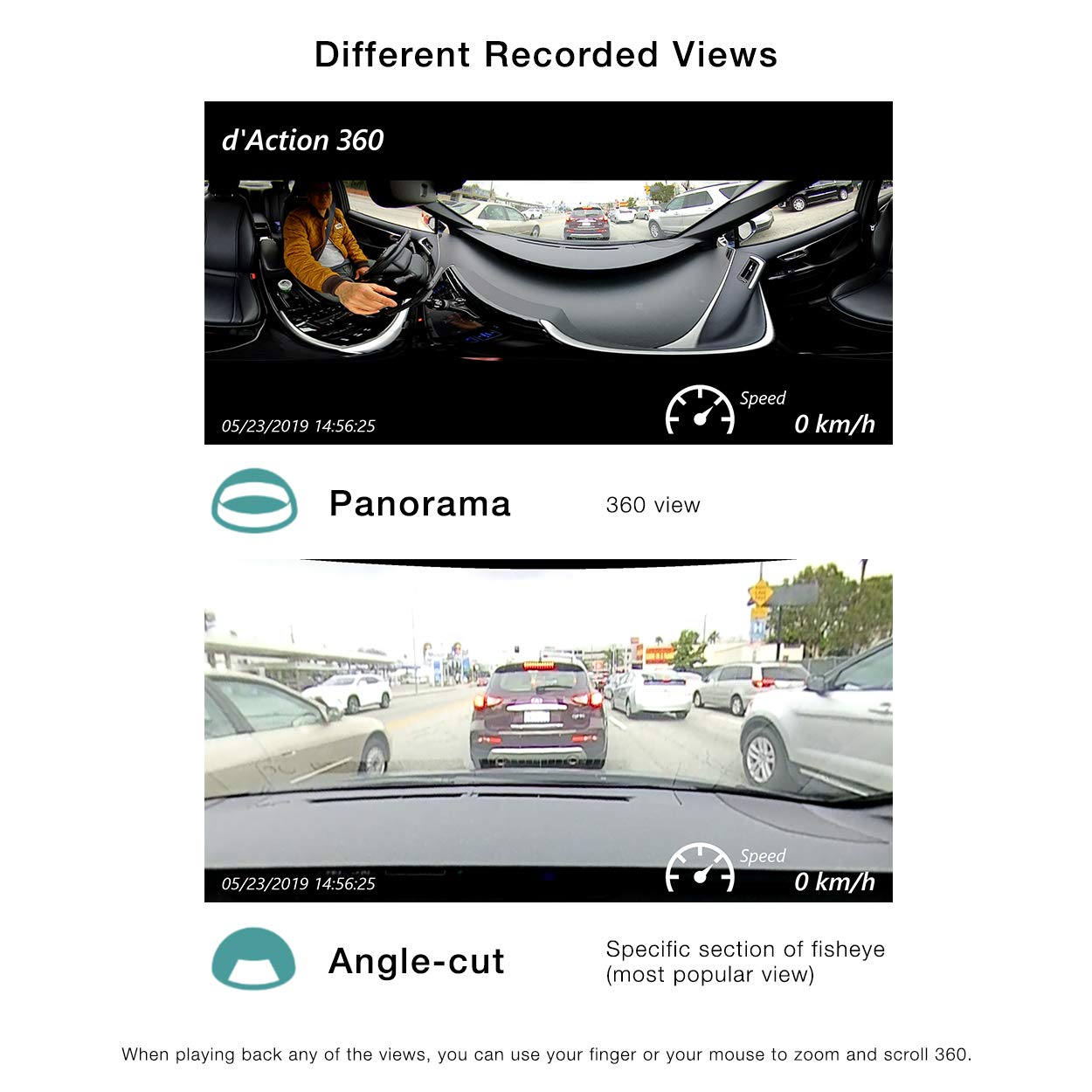 RAZO DC3000A 360 Degree Action Dash Cam - 4K Car Camera with Built-in WiFi, GPS, Sony Sensor, WDR, 3-Axis G-Sensor & Stereo Mic | Ultimate Driving Security for Road Trips, Commuting & Parking Surveillance
