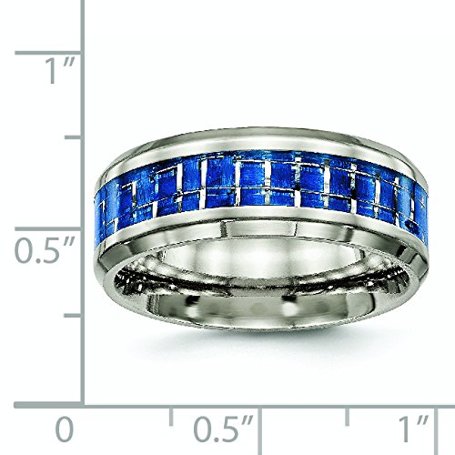 8mm Titanium Wedding Band - Light Blue & White Carbon Fiber Ring for Men