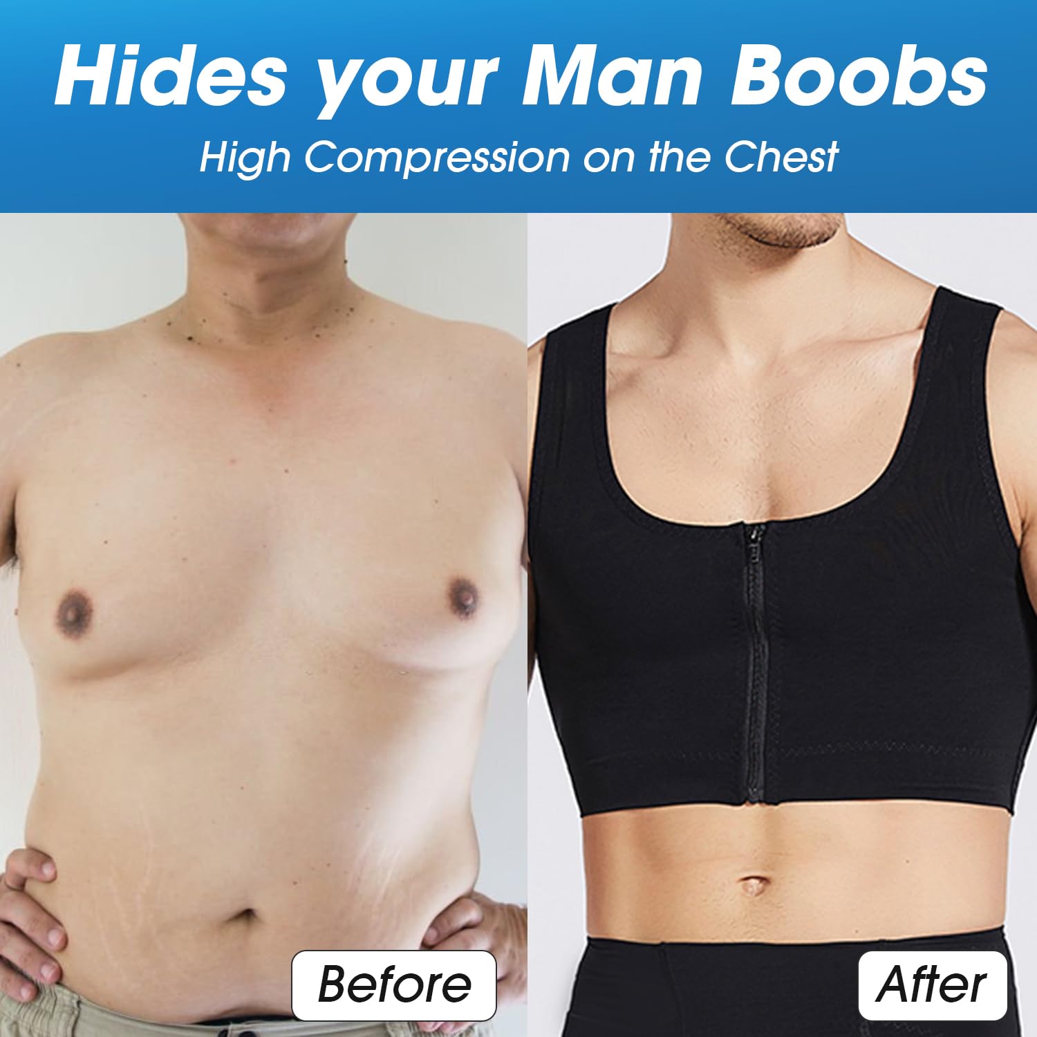 Post-Surgery Compression Vest for Men - Gynecomastia Chest Shapewear - Breathable & Adjustable Recovery Garment for Post-Op Healing, Workout & Daily Wear
