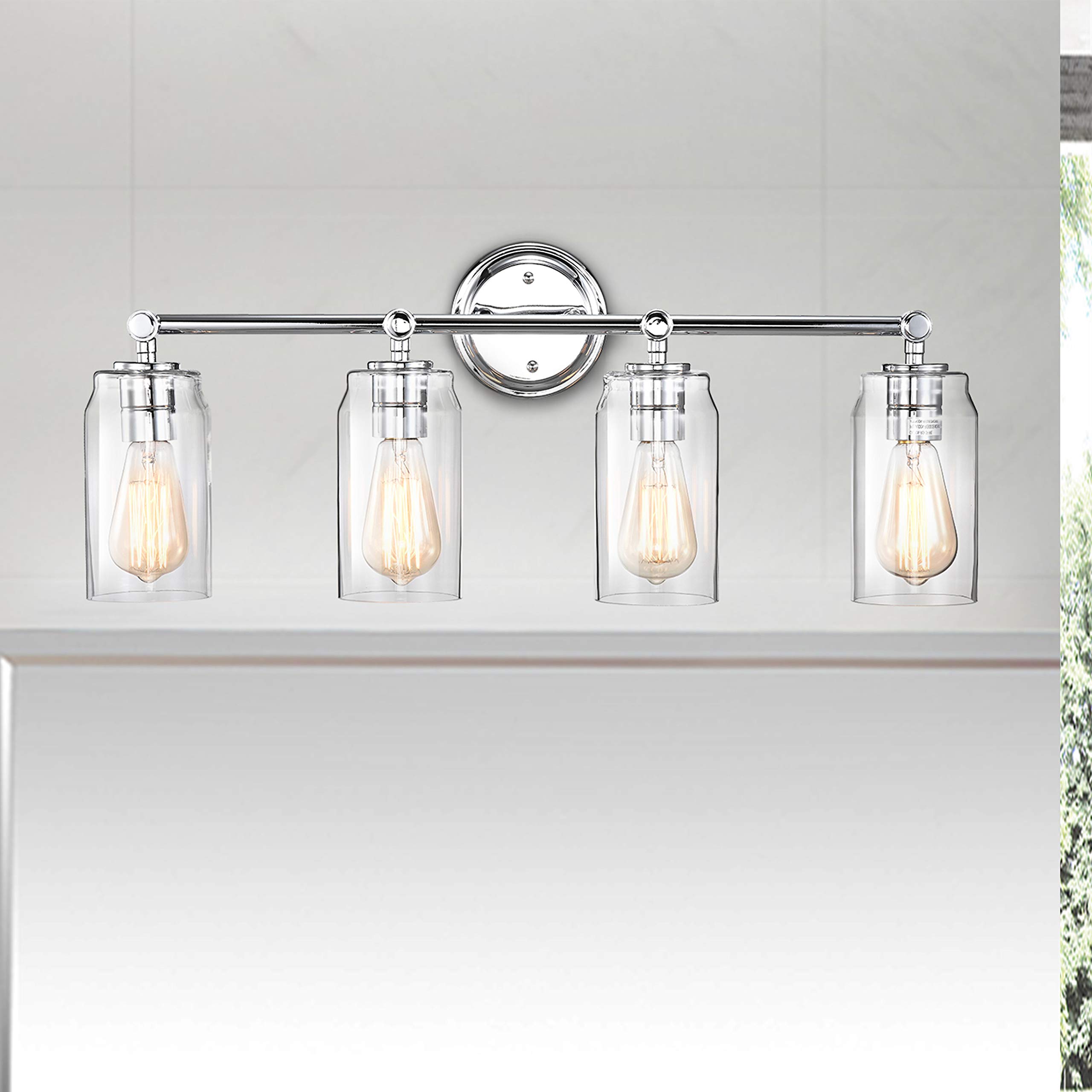 Modern 4-Light Chrome Bathroom Vanity Light Fixture 28