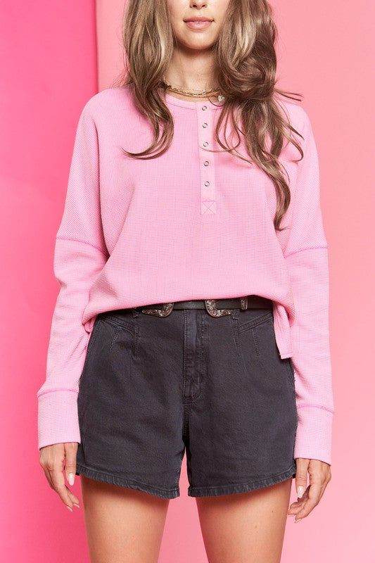 Stylish Button Down Side Slit Pullover Knit Top for Women | Casual & Office Wear | Perfect for Layering & Everyday Outfits