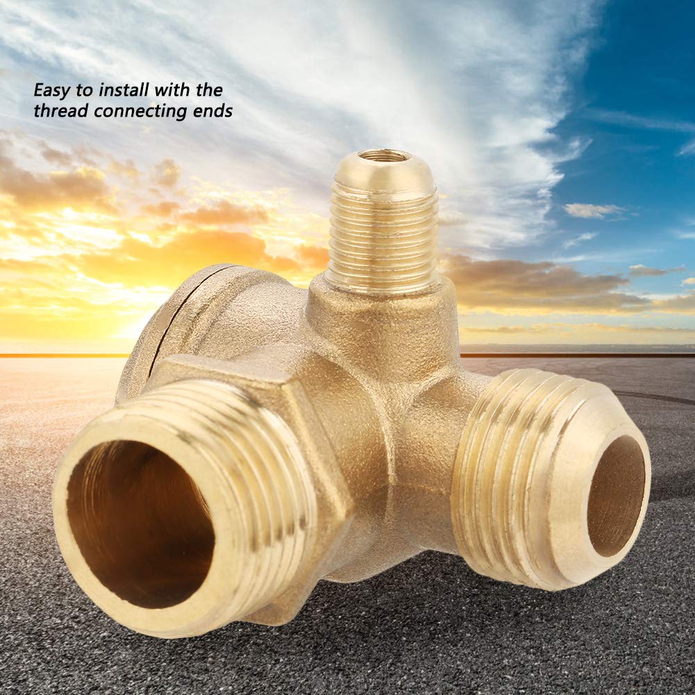 90 Degree Brass Air Check Valve - High Strength One-Way Valve for Compressor, Piston Pump & Air Pressure Tank - Perfect for Industrial Pneumatic Systems & DIY Air Tools