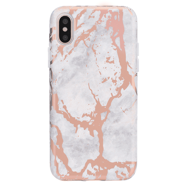 Elegant White Marble Rose Gold iPhone Case - Premium Protective Cover for iPhone 13/14/15 Pro Max - Perfect for Everyday Use, Travel & Special Occasions