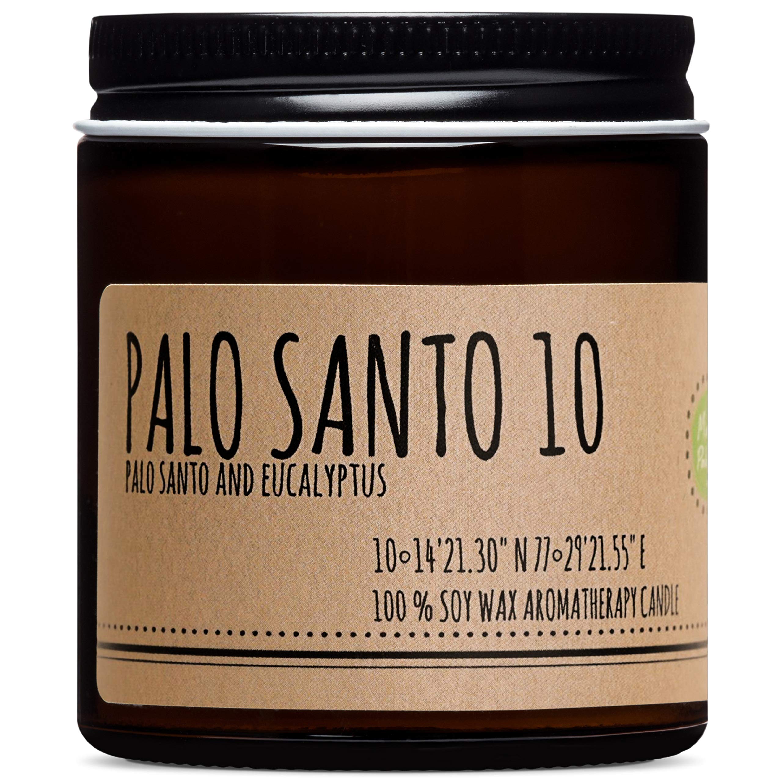 Natural Soy Wax Candle with Palo Santo & Eucalyptus - Aromatherapy Smudge Candle for Stress Relief, Chakra Balancing, Meditation & Focus - 4 oz - Perfect for Yoga, Spa, Home Relaxation & Spiritual Practices