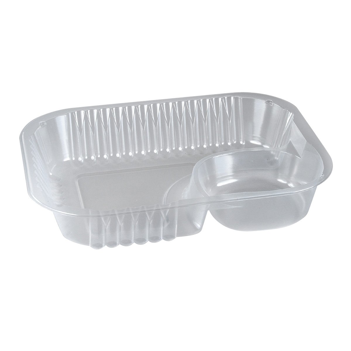 Dart C68NT2 Large Clear 2-Compartment Nacho Tray - Case of 500 Disposable Food Containers for Parties, Cinemas & Catering Events
