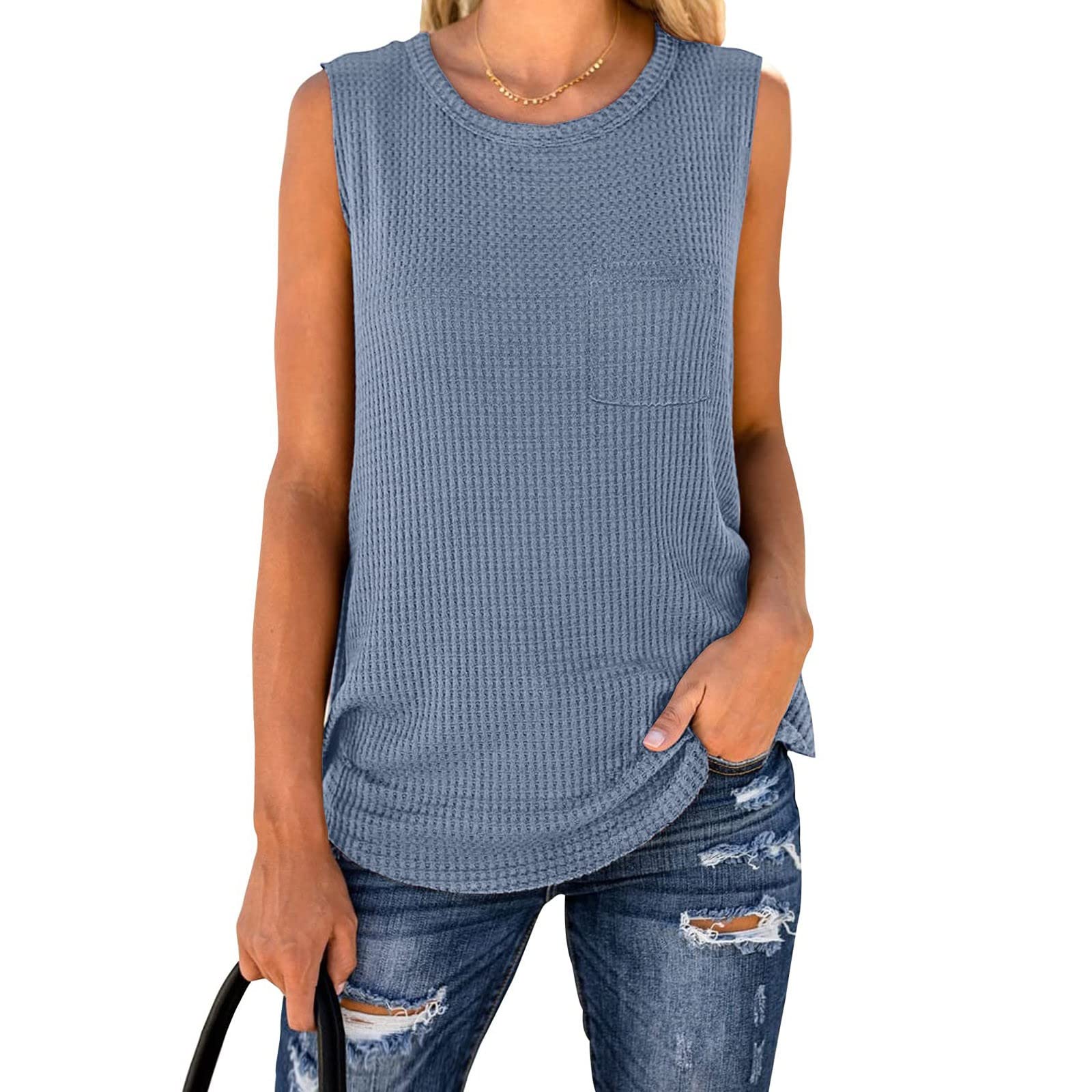 Women's Workout Tank Tops - Breathable Summer Sleeveless Shirts for Yoga, Running & Gym - Loose Fit Casual Athletic Tees for Women - Solid Color O-Neck Activewear for Fitness & Daily Wear