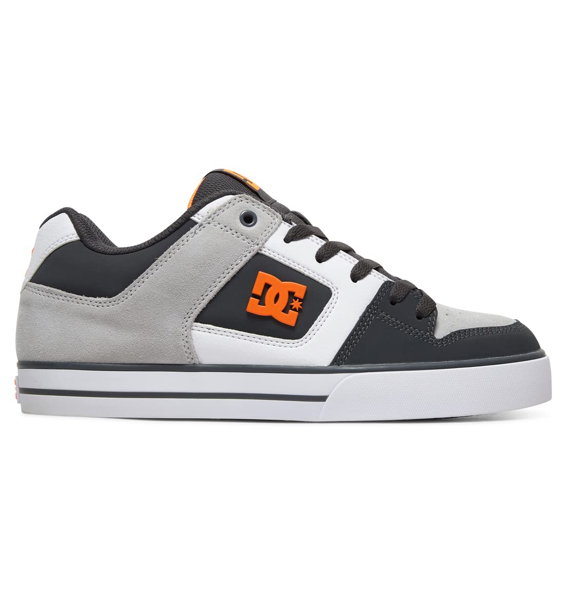 DC Shoes Pure Men's Skate Trainers - Grey & Orange Colorway | US Size 8 | Durable Skateboarding Shoes for Street & Park Riding