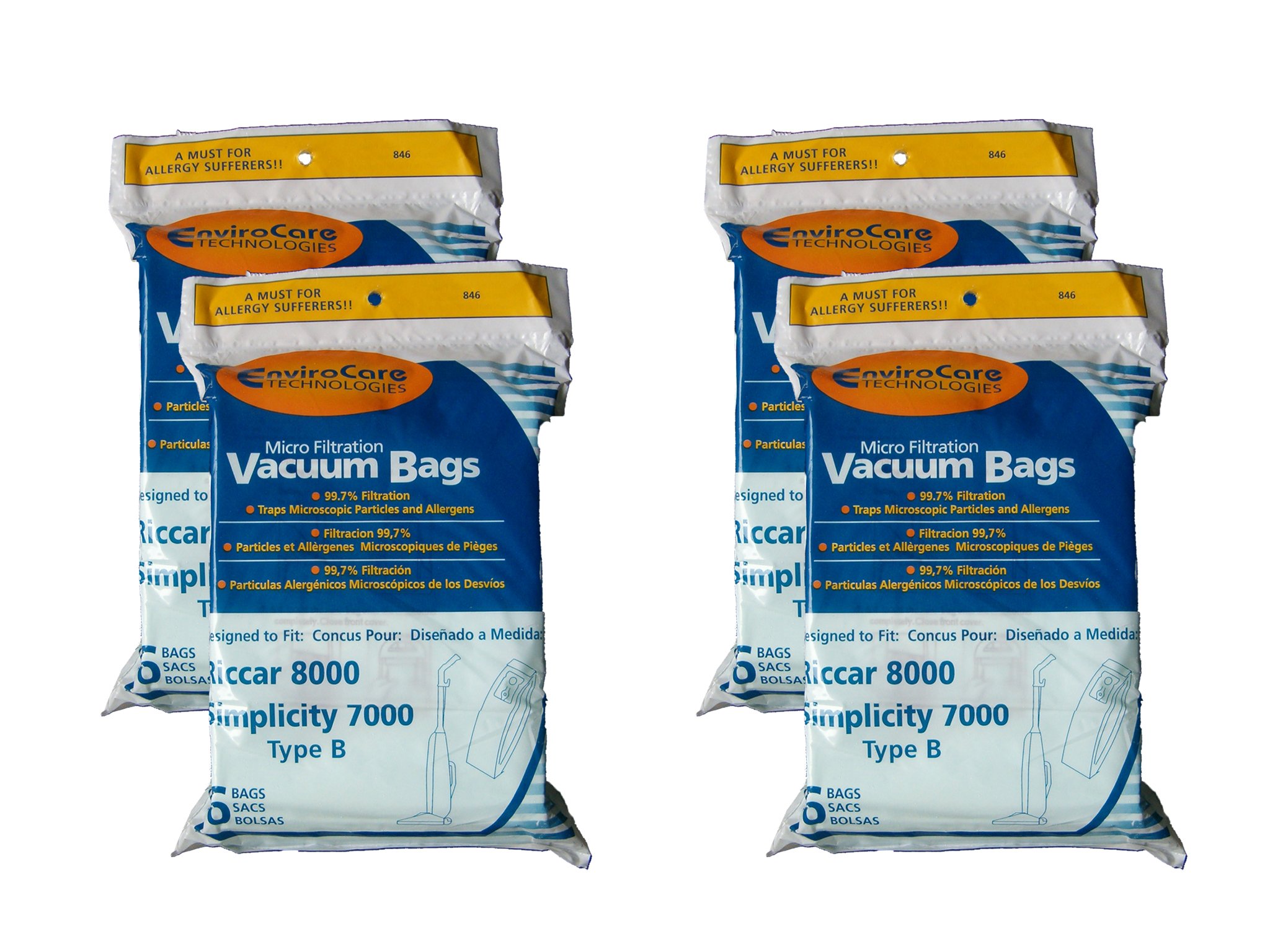 24 Pack Riccar 8000 & Simplicity 7000 Type B Vacuum Bags - Compatible with Upright & Commercial Vacuum Cleaners (Models 7000-7950) - Ideal for Home Cleaning, Office Maintenance & Commercial Use