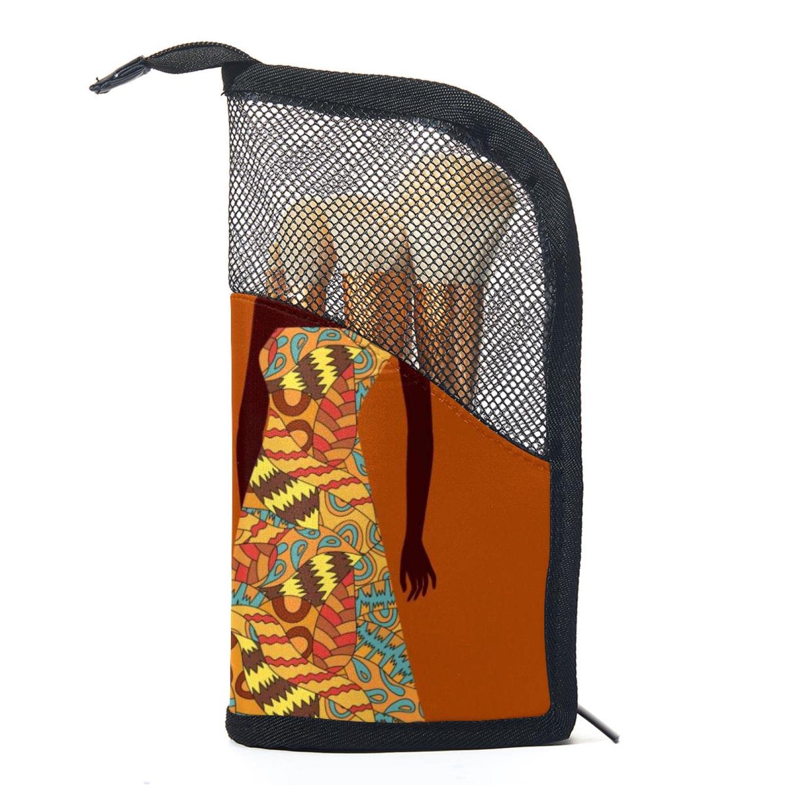 12-Piece Makeup Brush Organizer Bag with African Tropical Print - Portable Travel Cosmetic Brush Holder Case for Women - Perfect for Travel, Home & Salon Use