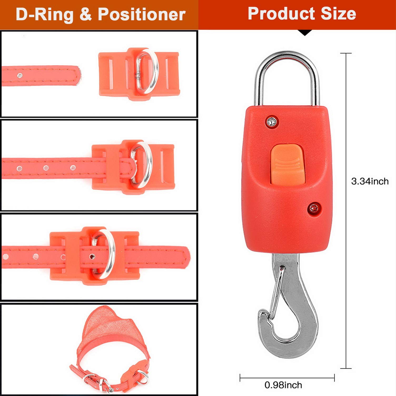 Ranphy Magnetic Dog Leash Connector - One Touch Automatic Lock & Release, Stainless Steel Harness Clip for Outdoor Walking, Training, Hiking & Running (Red) | Secure Fastener for Collars & Pet Accessories