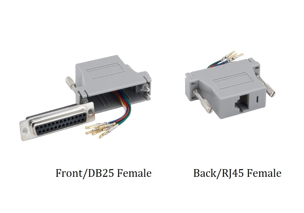 DB25 Female to RJ45 (8P8C) Female Modular Adapter - 10 Pack Gray - Perfect for Network Connectivity, Data Transfer & Telecom Applications