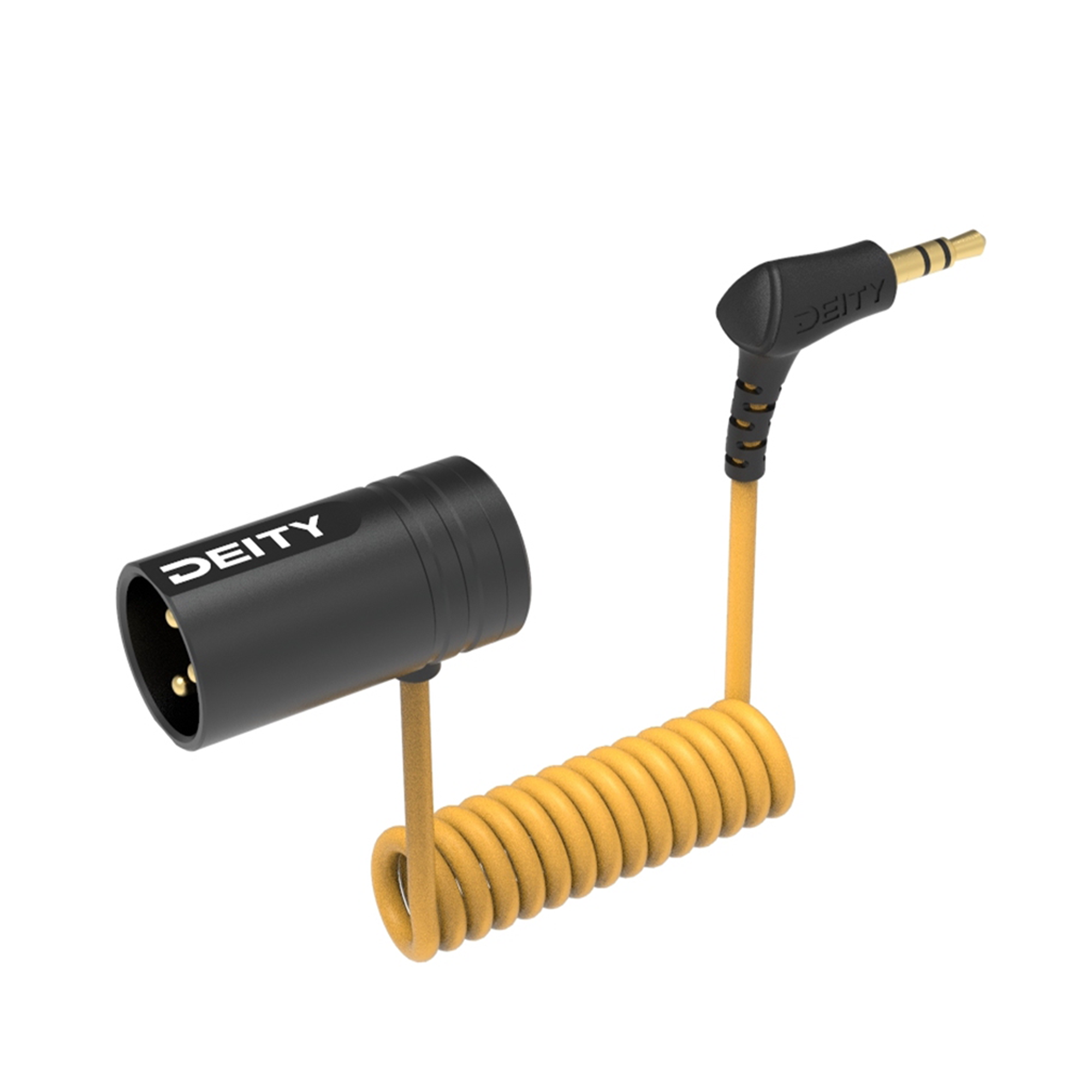 Deity Microphones V Link Right Angle 3.5mm TRS to XLR 12 Coiled Cable - Professional Audio Cable for DSLR Cameras, Field Recorders & Studio Equipment (Yellow)