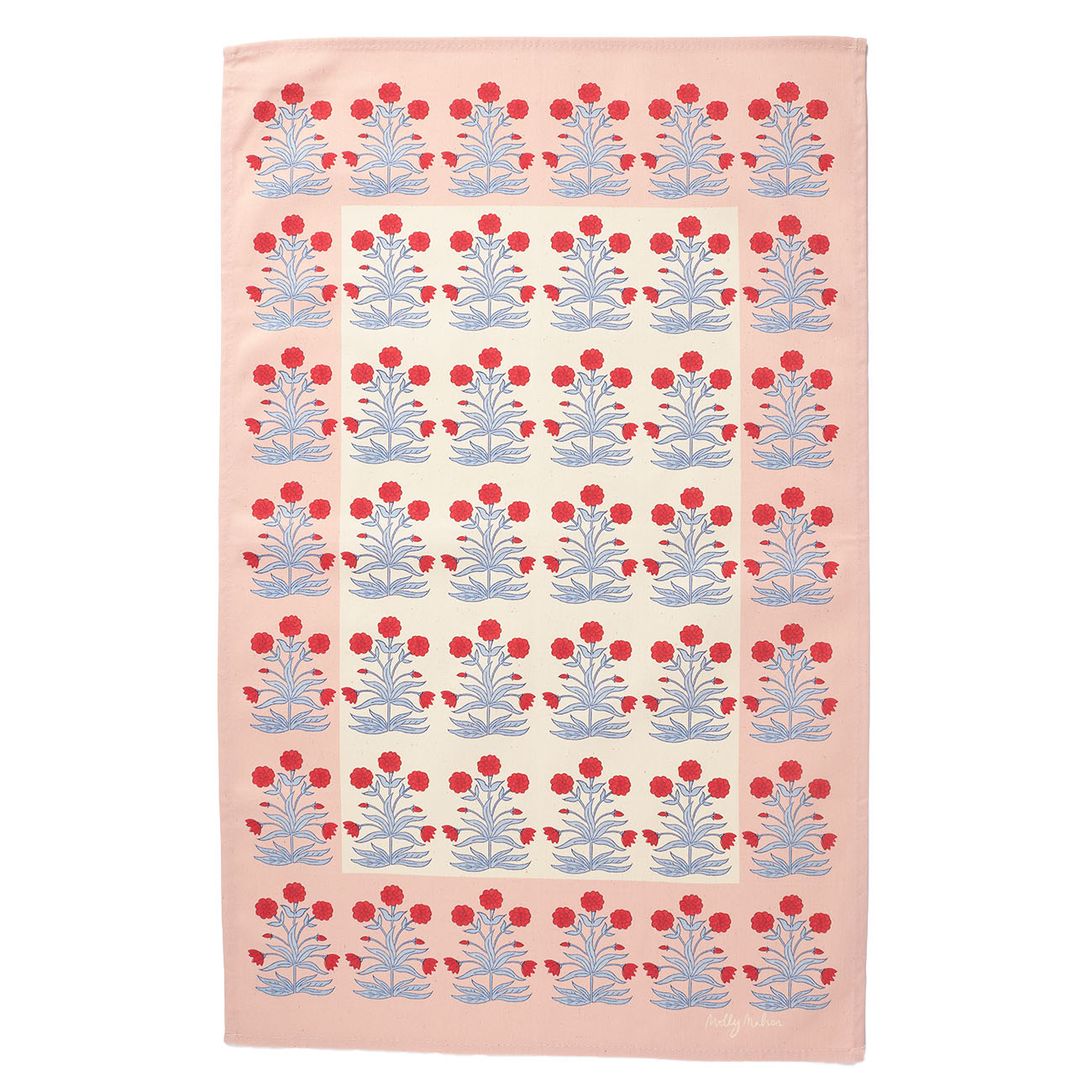 Premium Cotton Tea Towel - Mughal Stripe Crimson Sky Design - Absorbent & Durable Kitchen Towels for Dish Drying, Hand Wiping & Home Decor