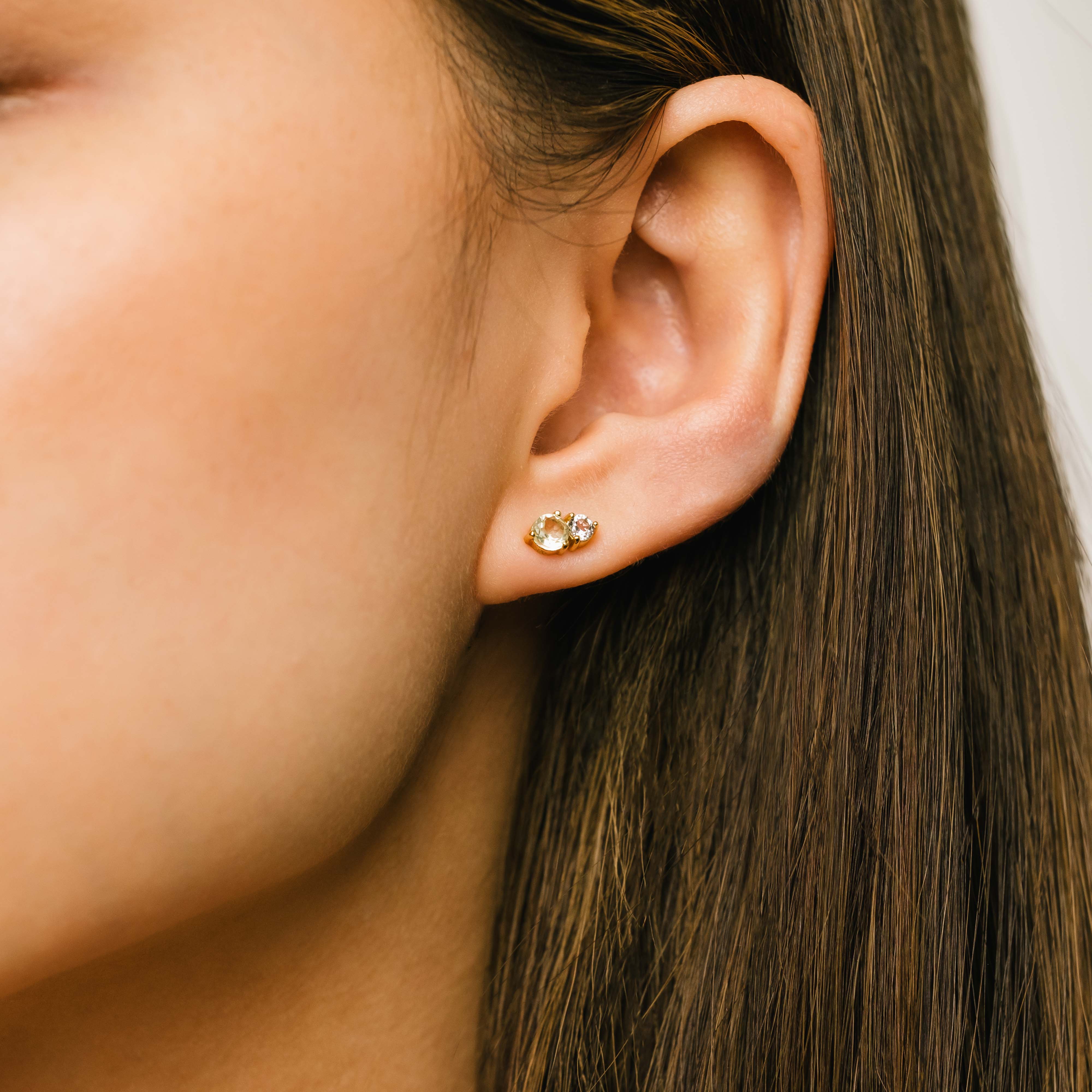 Luma Gemstone Stud Earrings for Women - 14K Gold Plated Cubic Zirconia Earrings | Perfect for Everyday Wear, Gift Giving & Special Occasions
