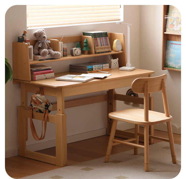 Solid Wood Beech & Oak Nordic Style Bookshelf - Modern Study Room & Home Office Storage Solution for Books & Decor
