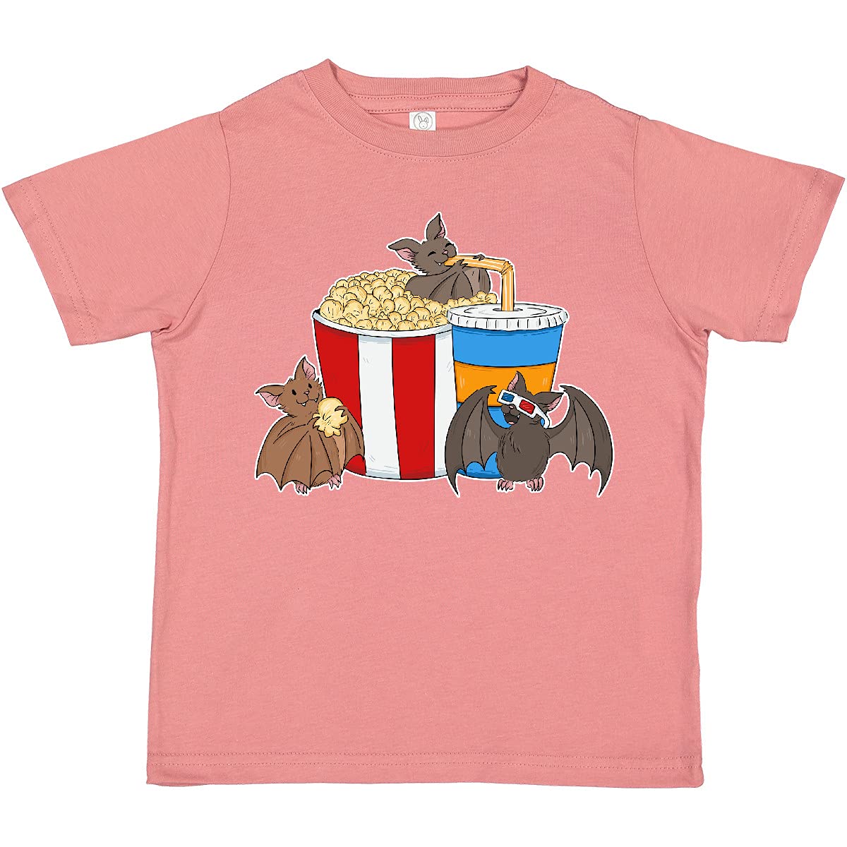Movie Loving Bats with Popcorn and Soda Toddler T-Shirt - Cute Halloween & Movie Night Outfit for Kids