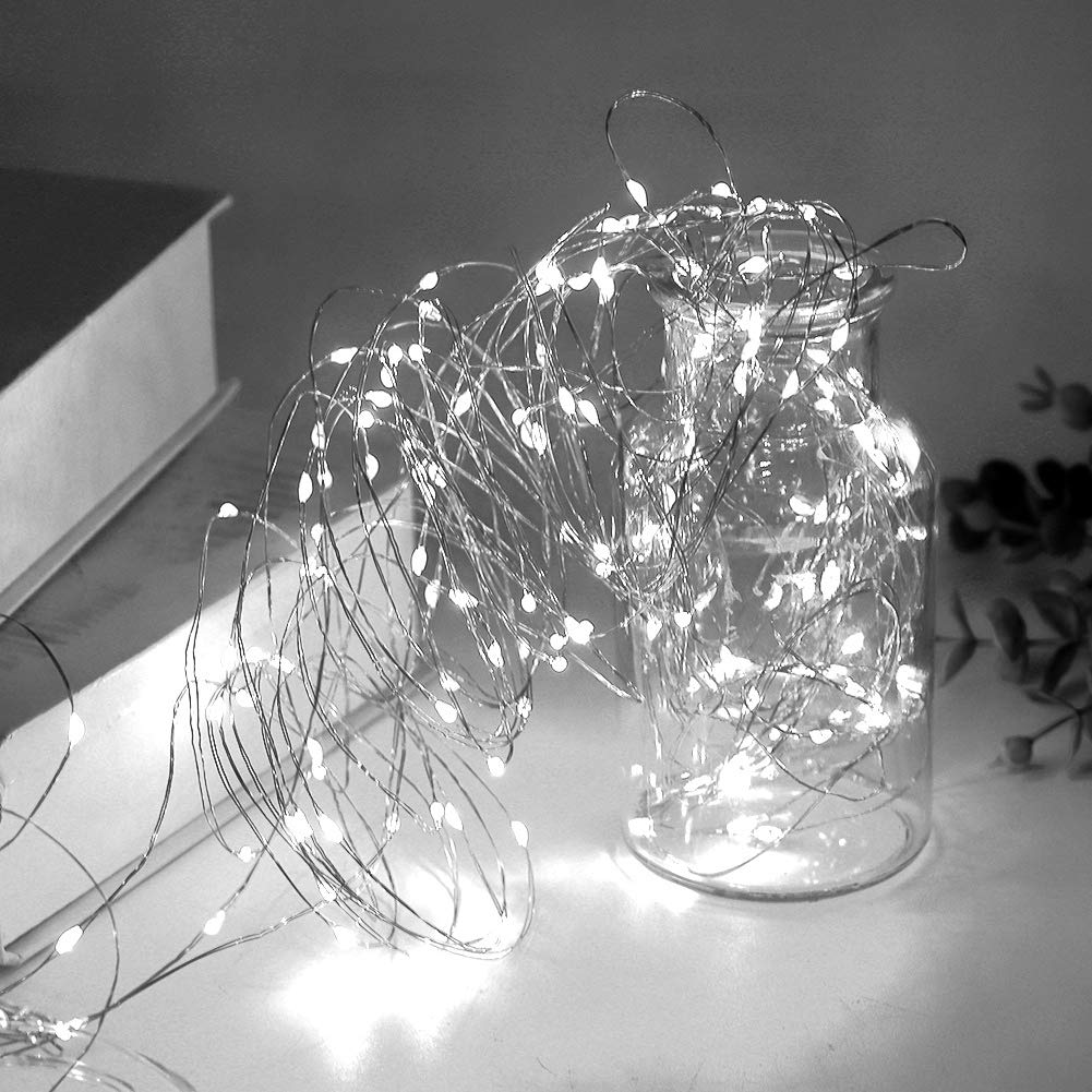 USB Fairy Lights with 4 Color Options - 50 LED Battery Operated String Lights for Indoor/Outdoor Wedding, Party, Garden & Room Decor (White Light) - Perfect for Festivals, Christmas, Bedroom & Backyard Lighting