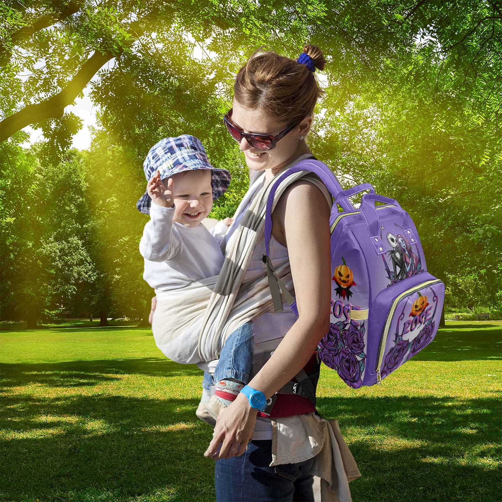 Custom Personalized Halloween Diaper Backpack for Mom & Dad - Nightmare Before Christmas Themed Baby Bag for Newborn Boys & Girls - Perfect for Daycare, Travel & Baby Shower Gifts