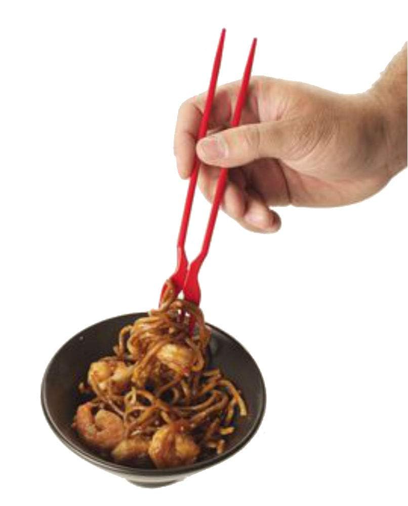 The Chork - 2-in-1 Chopsticks and Fork Hybrid Utensils (Red, 24-Pack) - Perfect for Asian Cuisine, Takeout, Picnics & Parties