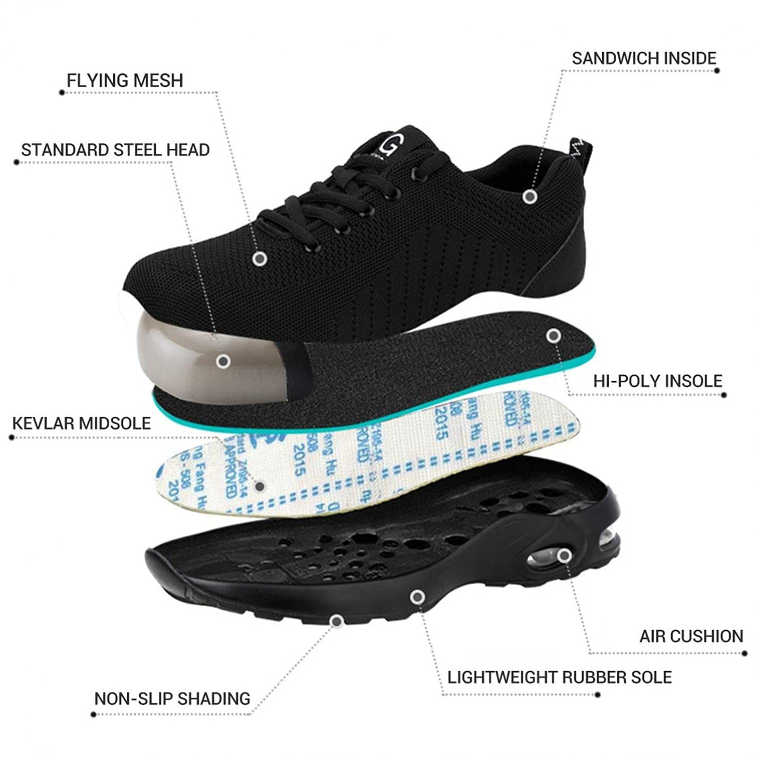 Hbeylia Breathable Lightweight Mesh Walking Shoes for Women & Men - Non-Slip Lace-Up Sneakers with Air Cushion for Running, Hiking, Tennis, Work & Driving | Durable Athletic Sport Shoes for Everyday Wear