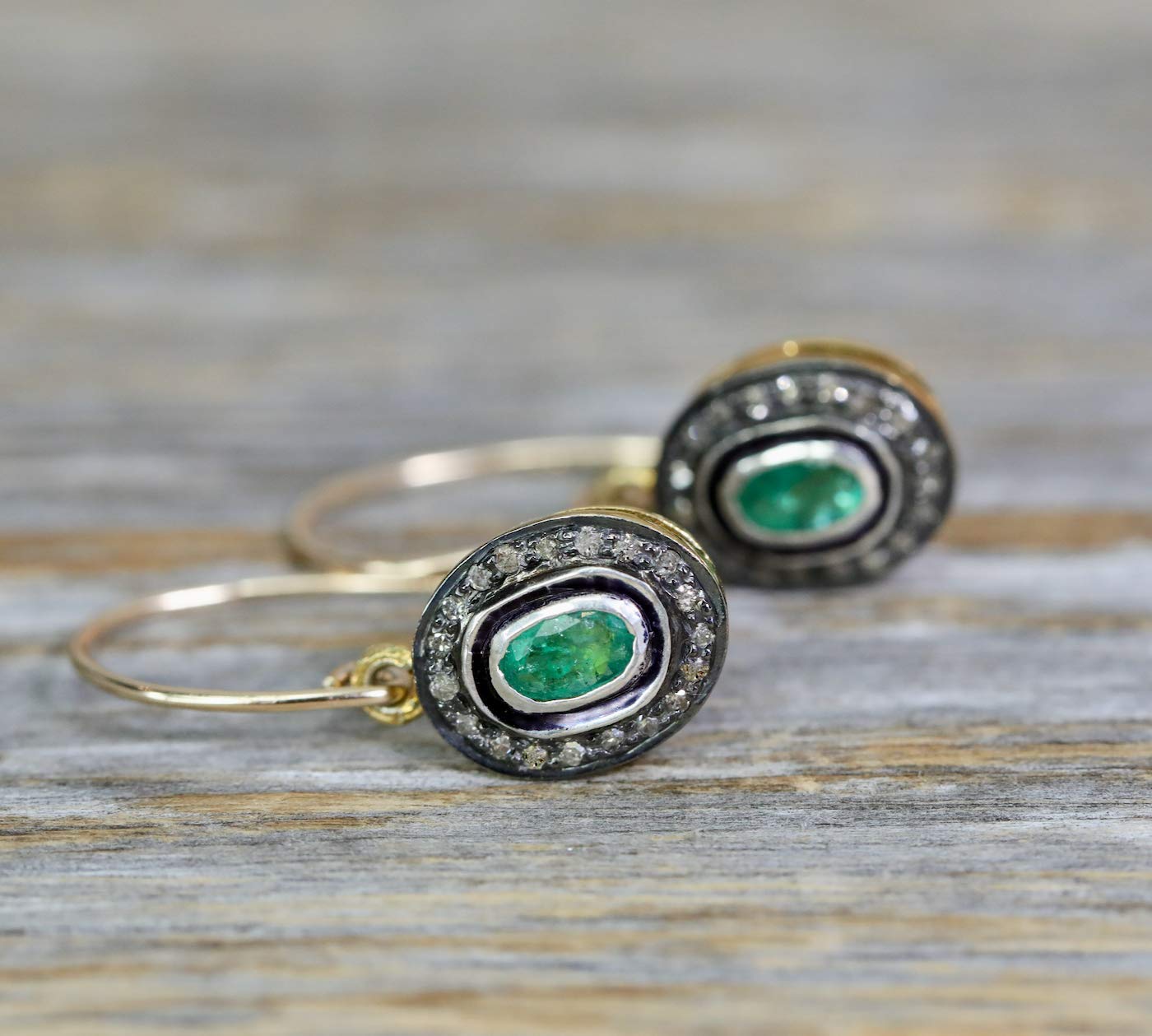 Rose Cut Emerald Diamond Earrings for Women - May Birthstone Jewelry Gift - Perfect for Birthday, Anniversary & Special Occasions