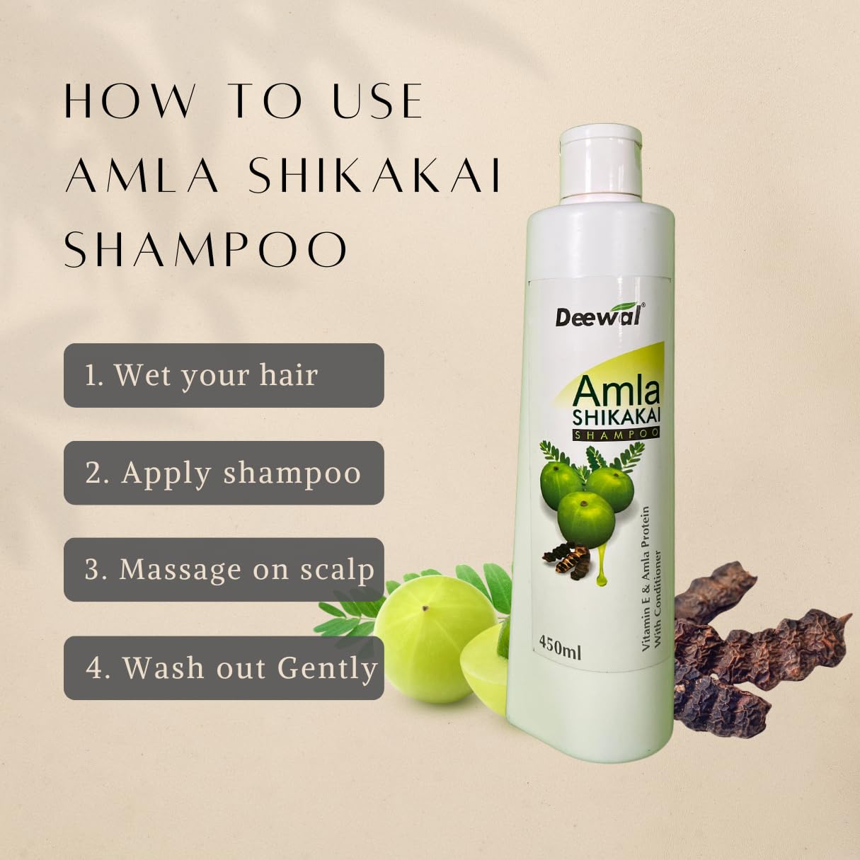 Deewal Amla Shikakai Shampoo for Men & Women - 450ml | Herbal Hair Care for Strong, Shiny Hair | Perfect for Daily Use & Scalp Nourishment