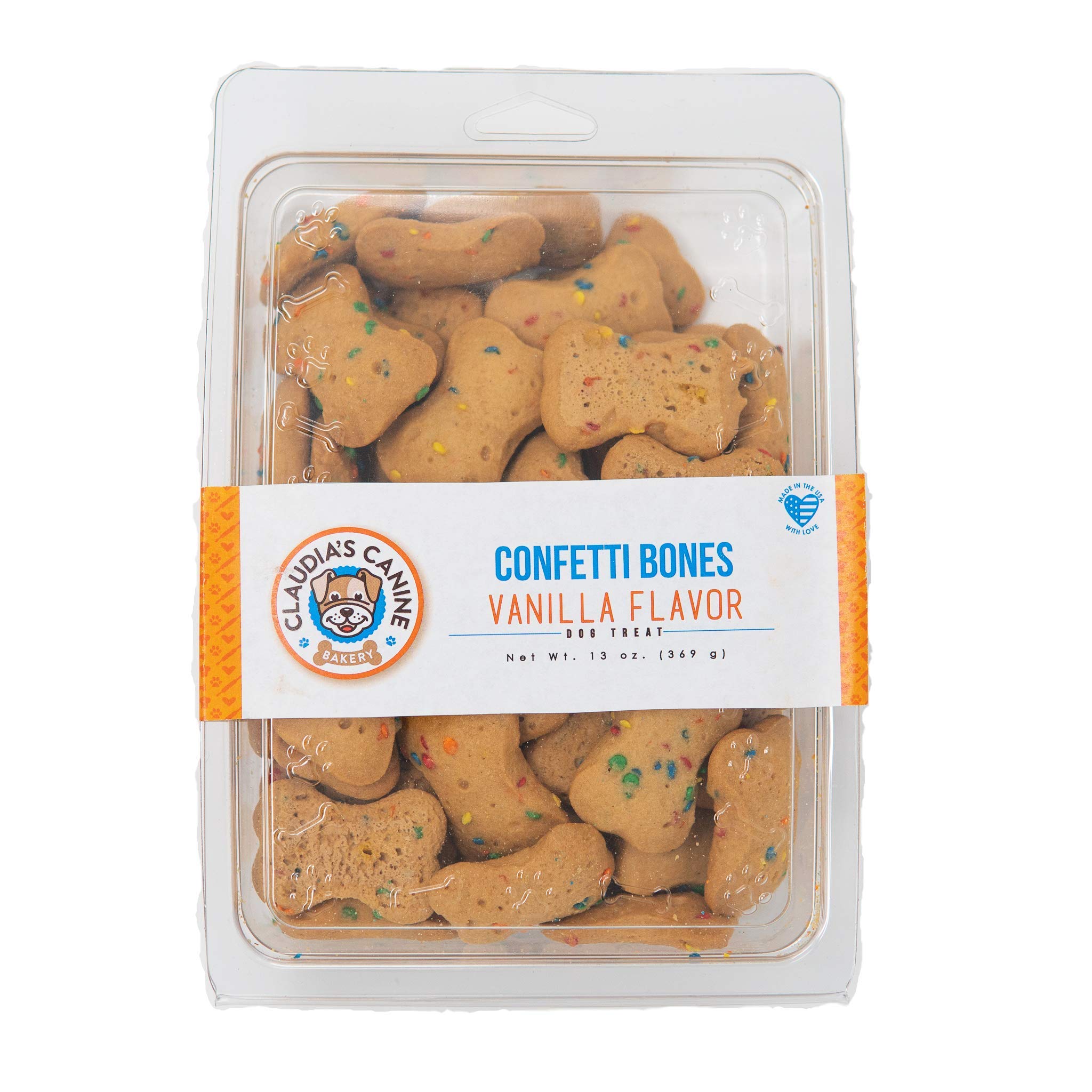 Claudia's Canine Bakery Confetti Bones - Vanilla Flavor Gourmet Dog Treats | All-Natural, No Preservatives, No Fillers | Made in USA | 13 oz | Perfect for Training, Rewards & Special Occasions