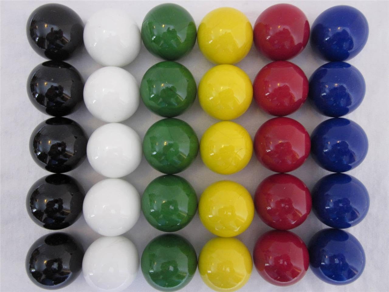 30 Large 1-Inch (25mm) Replacement Solid Glass Marbles - 5 of Each Color for Chinese Checkers, Aggravation, Wahoo, Dirty Marbles Board Games - Perfect for Family Game Nights, Kids Playtime, and Classic Marble Game Fun