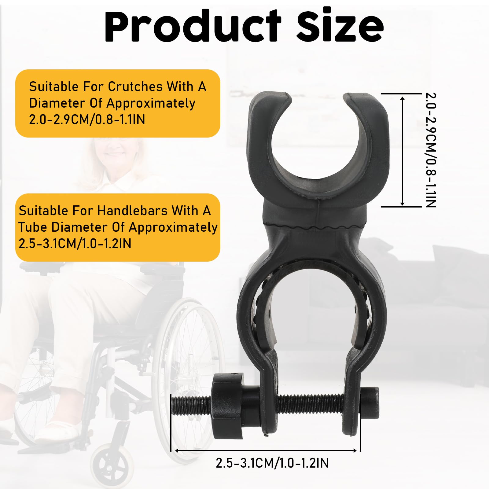 Bewudy 4-Pack Universal Cane Holder for Walkers, Rollators, Wheelchairs & Electric Scooters - Durable Walking Stick Accessory for Seniors & Mobility Aids - Perfect for Home, Hospital & Outdoor Use