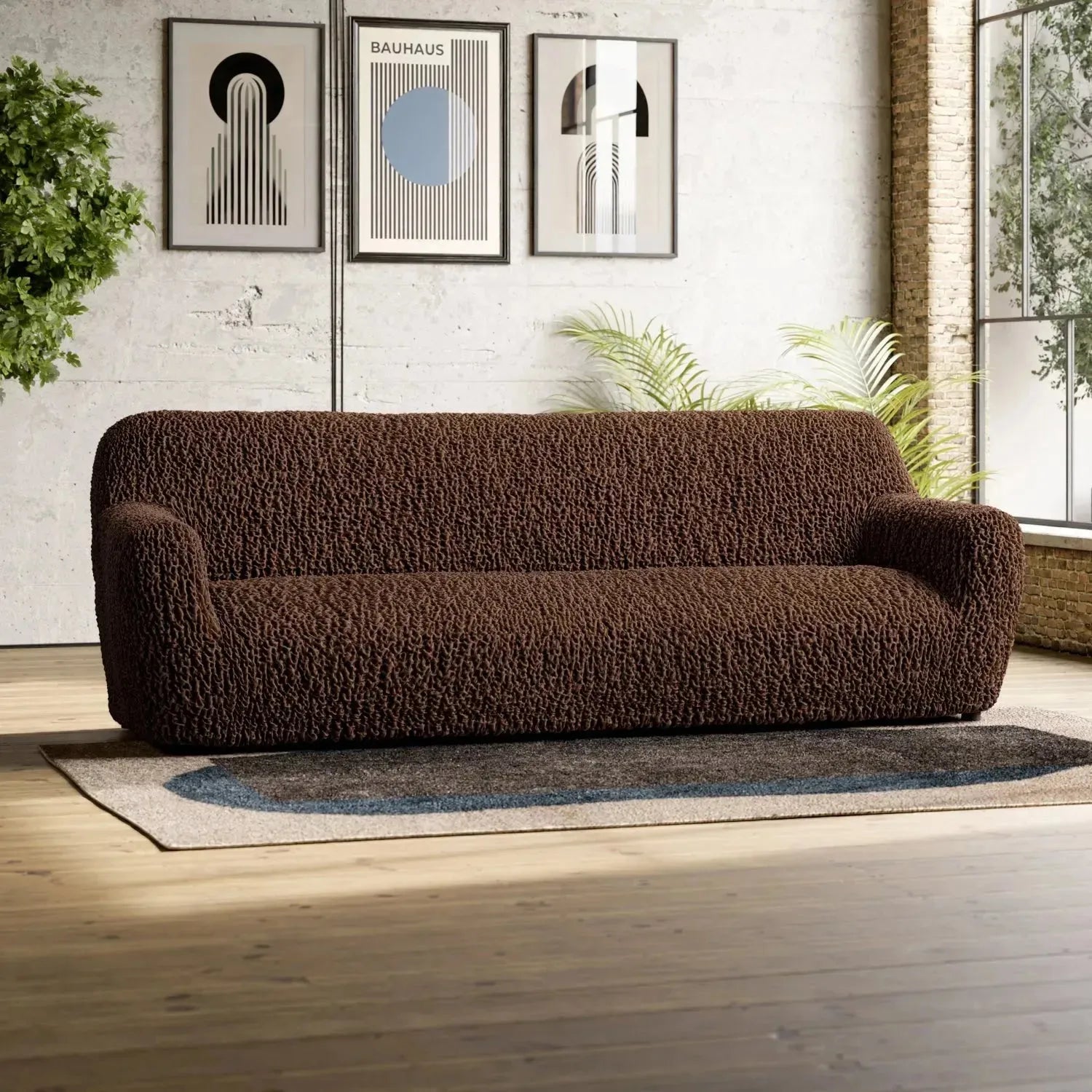 4-Seater Sofa Slipcover - Goffrato Velvet Collection | Soft Stretch Couch Cover | Living Room Furniture Protector | Perfect for Home, Office & Apartment Decor