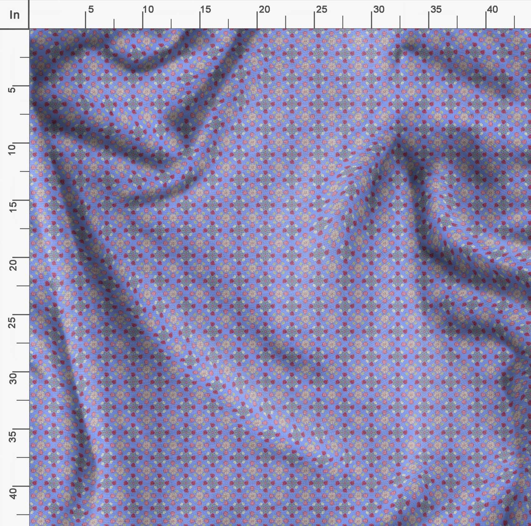 Soimoi Moss Georgette Blue Fabric by The Yard - 42 Inch Wide Floral Damask Printed Fabric for Dresses, Curtains & Home Decor | Romantic Aster & Roses Design | Lightweight Sheer Material for DIY Sewing Projects