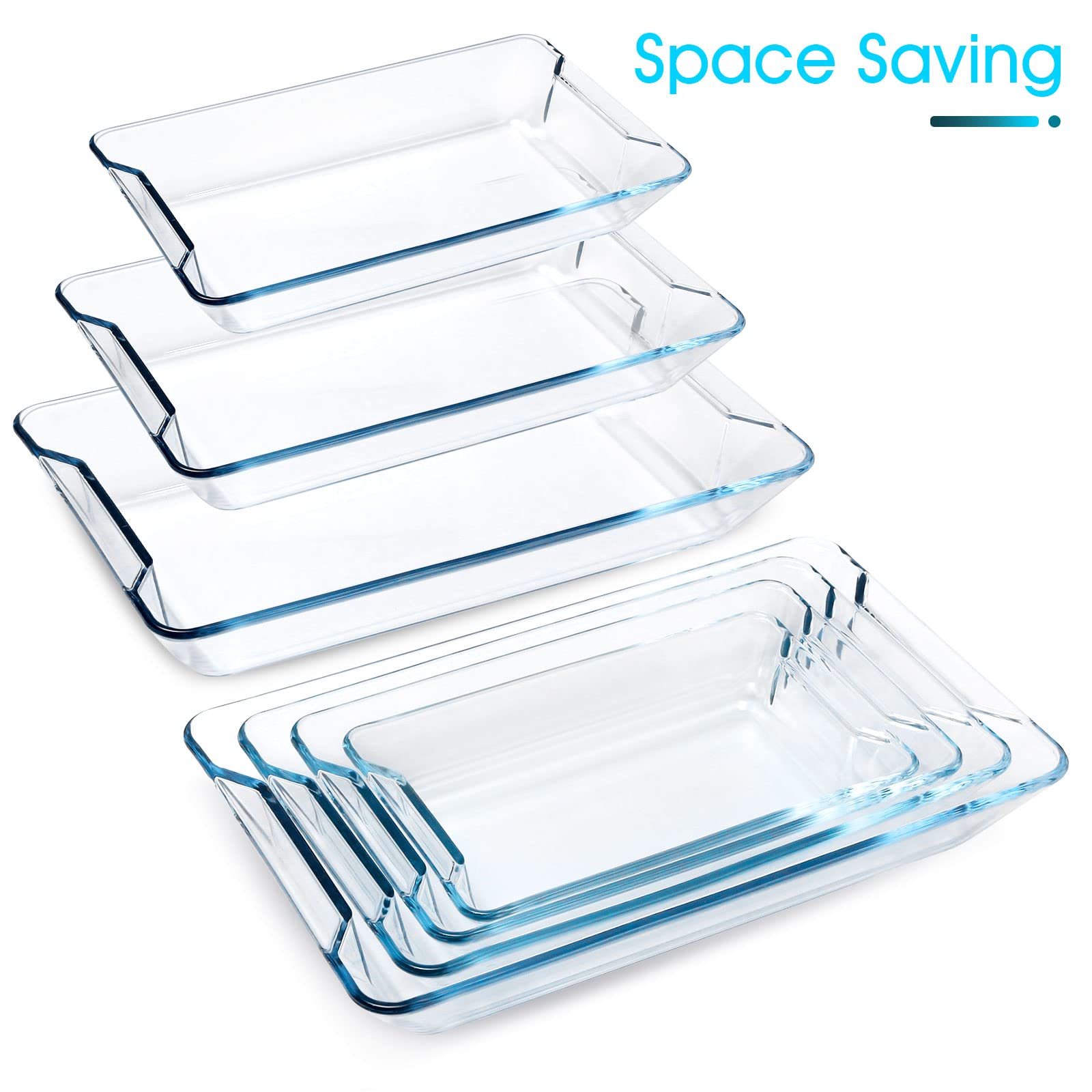 1QT Mini Glass Baking Dishes - 9.5x6.1x1.7 Inch Rectangular Baking Pan | Oven, Freezer & Microwave Safe | Perfect for Casseroles, Brownies & Meal Prep