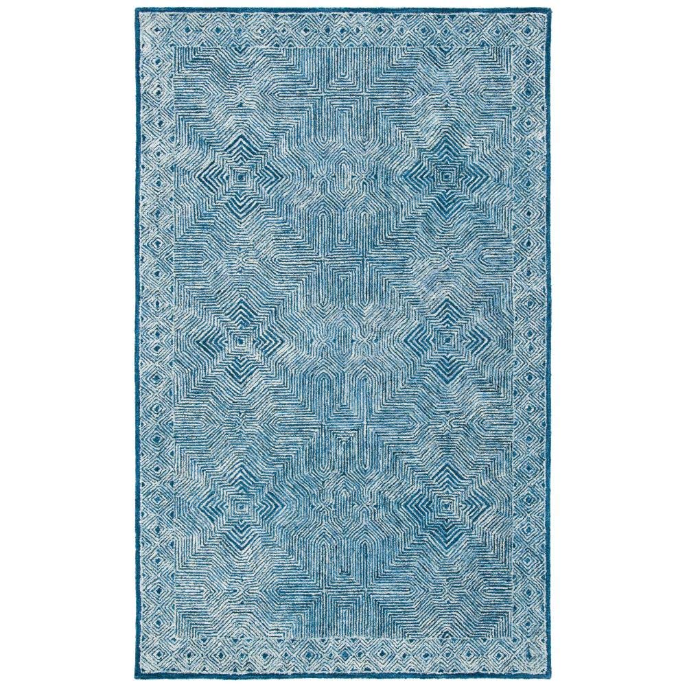 SAFAVIEH Micro-Loop Collection Handmade Wool Area Rug - 5' x 8' Navy Blue (MLP975N) - Durable & Soft for High Traffic Living Room, Bedroom, Office & Entryway