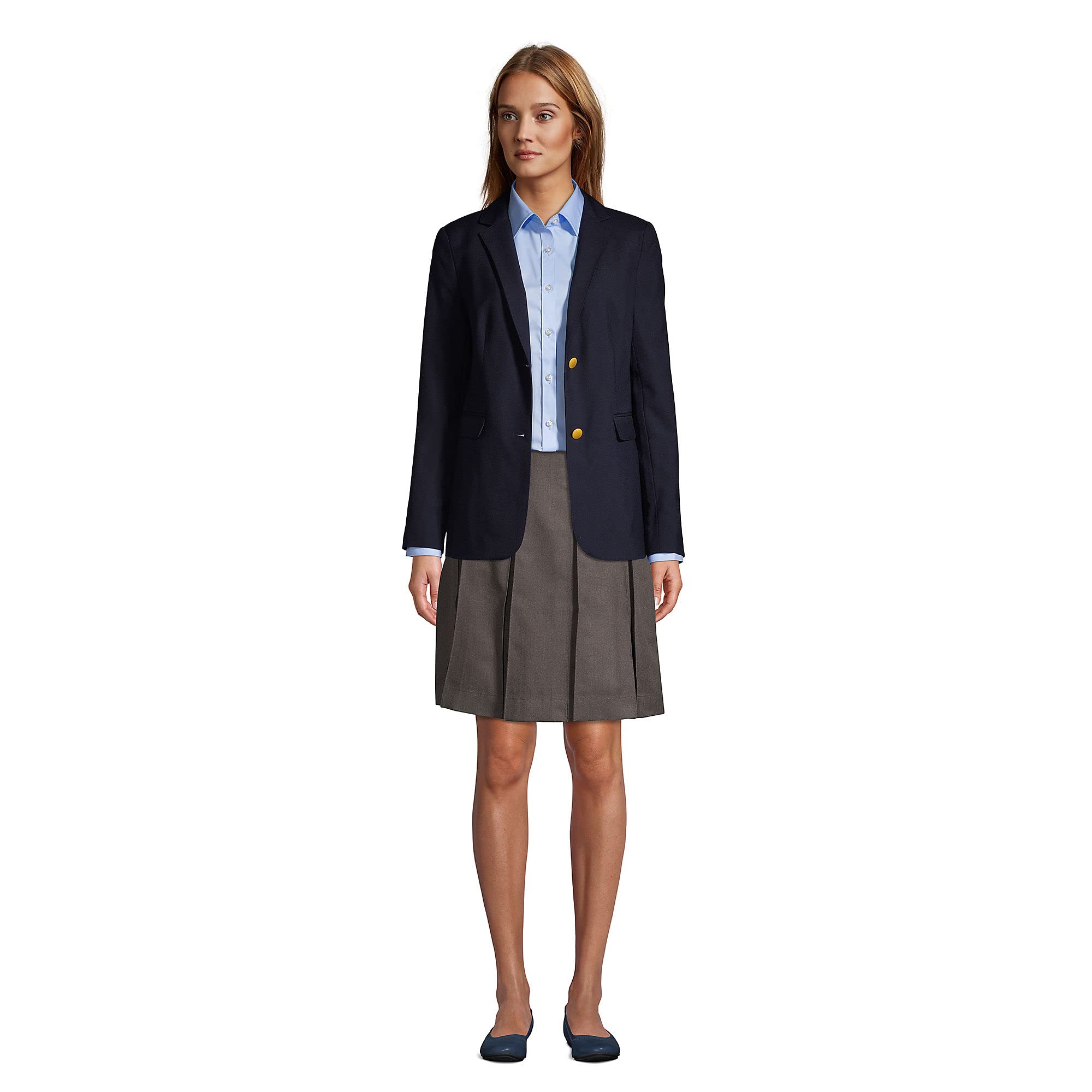 Lands' End Women's Hopsack Blazer - Classic School Uniform Jacket for Professional & Academic Wear | Office, Classroom & Formal Occasions