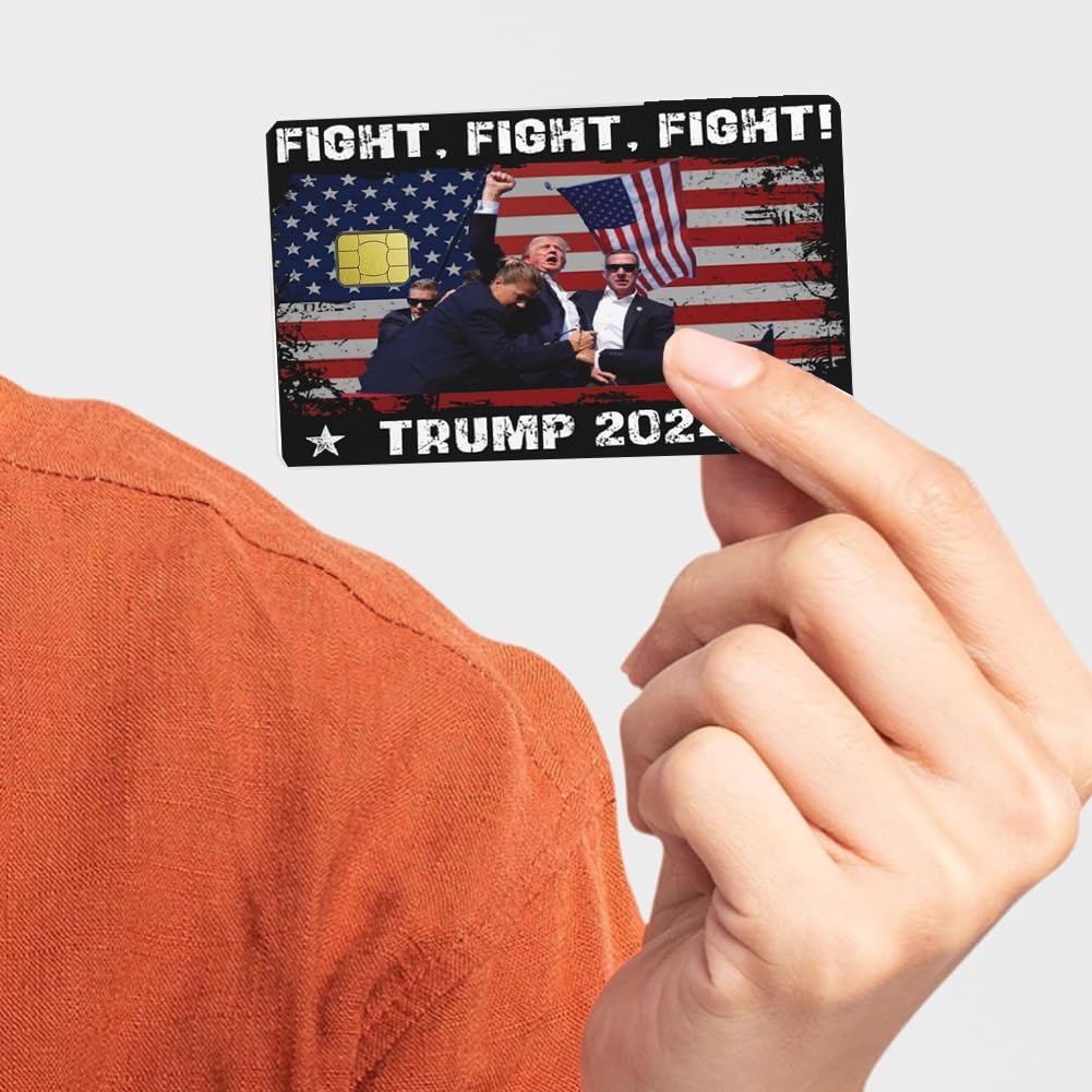 Donald Trump Funny Debit Card Stickers (3-Pack) - Fight Fight Fight Design for EBT Food Stamp & Coupon Cards - Perfect for Political Humor, Gift Gags, and Wallet Accessories