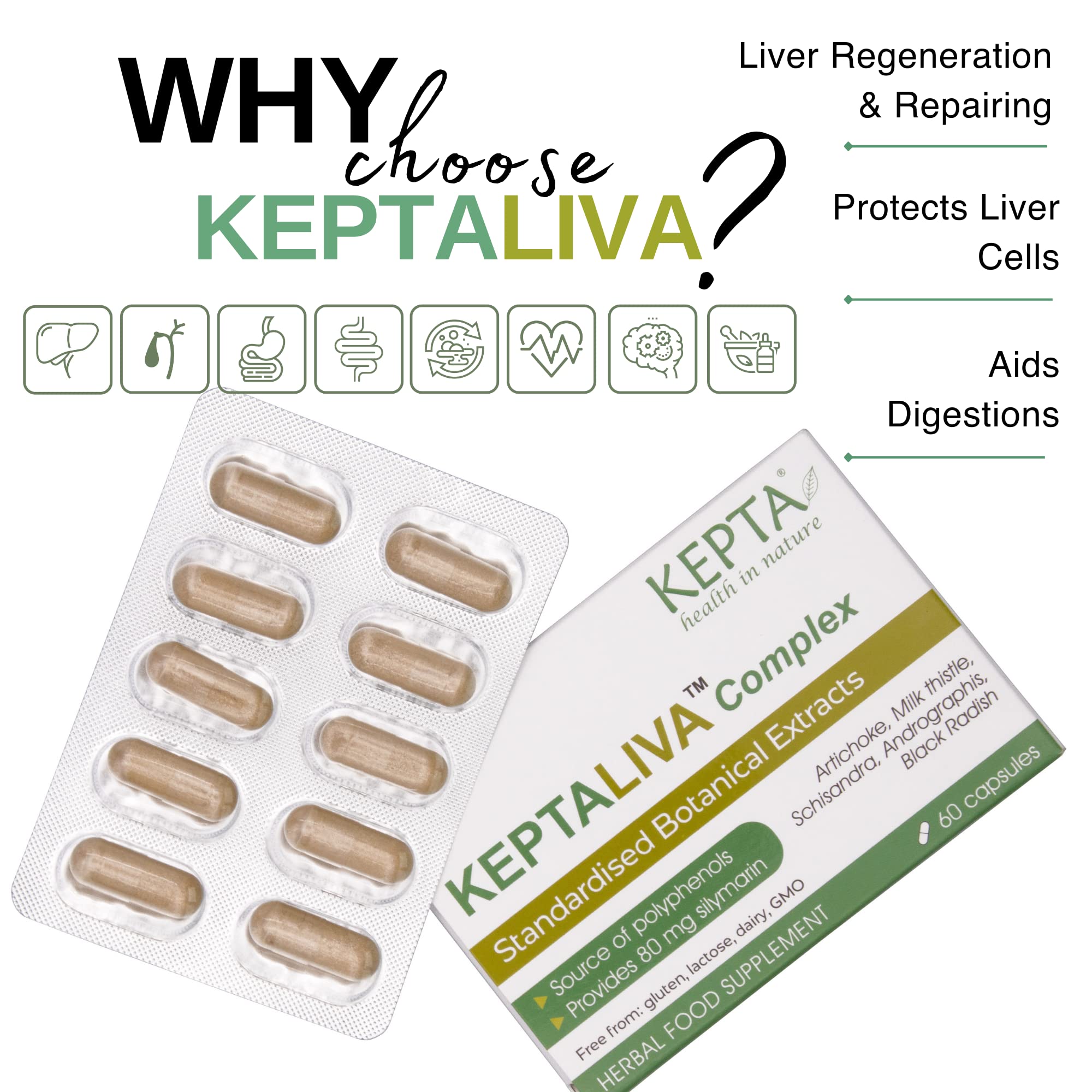 KEPTALIVA – Natural Liver Cleanse Detox & Repair Supplement with Milk Thistle (80mg Silymarin), Artichoke, Schisandra – Supports Gallbladder & Digestion – 1 Month Supply – Herbal Detox for Liver Health & Wellness – Perfect for Post-Holiday Cleanse or Daily Liver Support