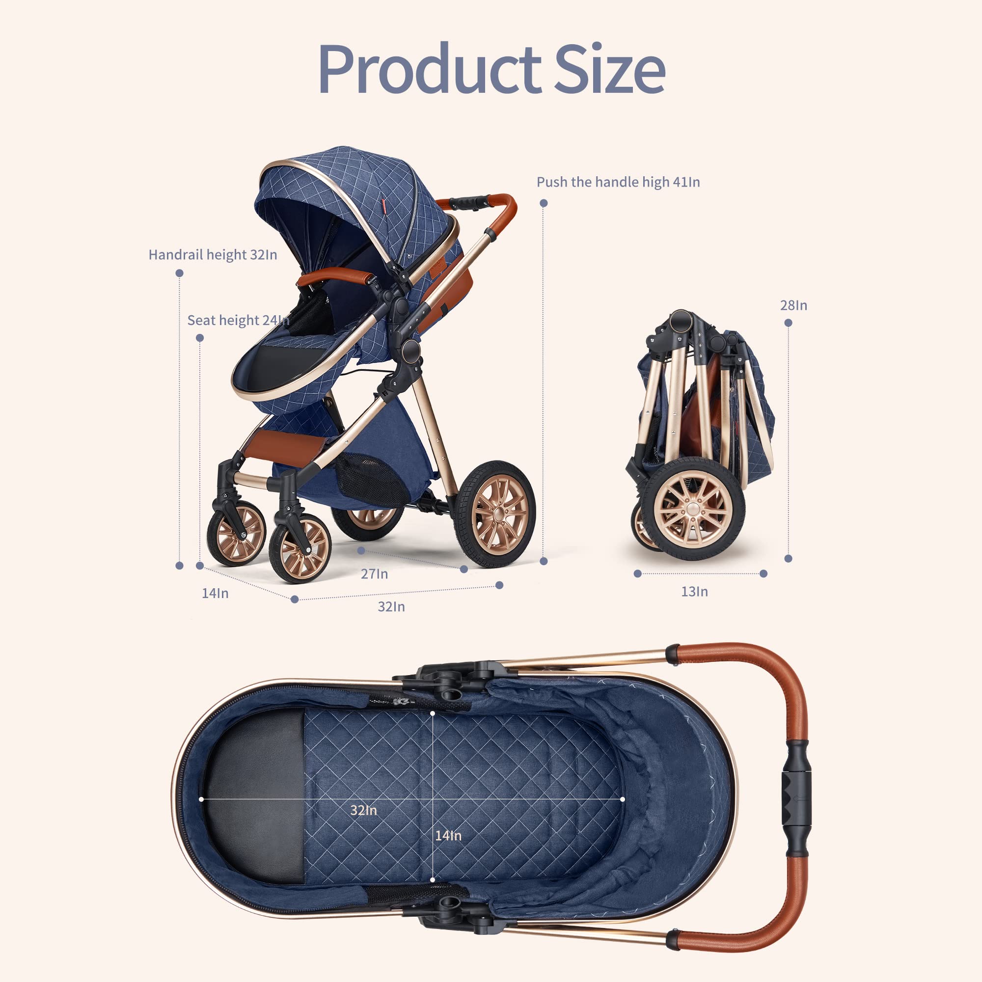 Premium Baby Stroller with Infant Car Seat & Detachable Bassinet - Lightweight Travel System for Newborns & Toddlers (Pink) | Perfect for Shopping, Travel & Daily Walks