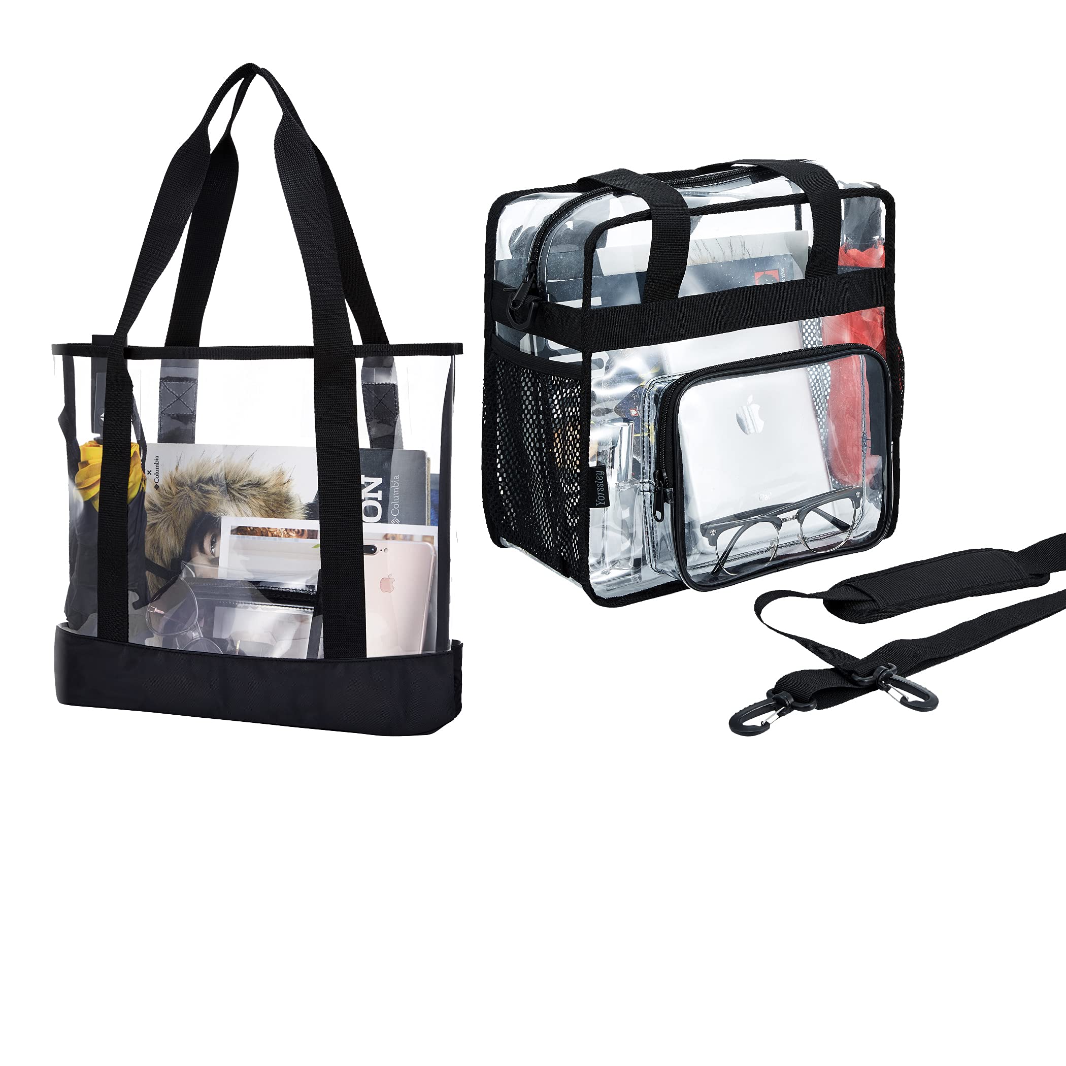BORMELUN Clear Tote Bag with Handle and Shoulder Strap - Perfect for Shopping, Beach, Travel & Everyday Use