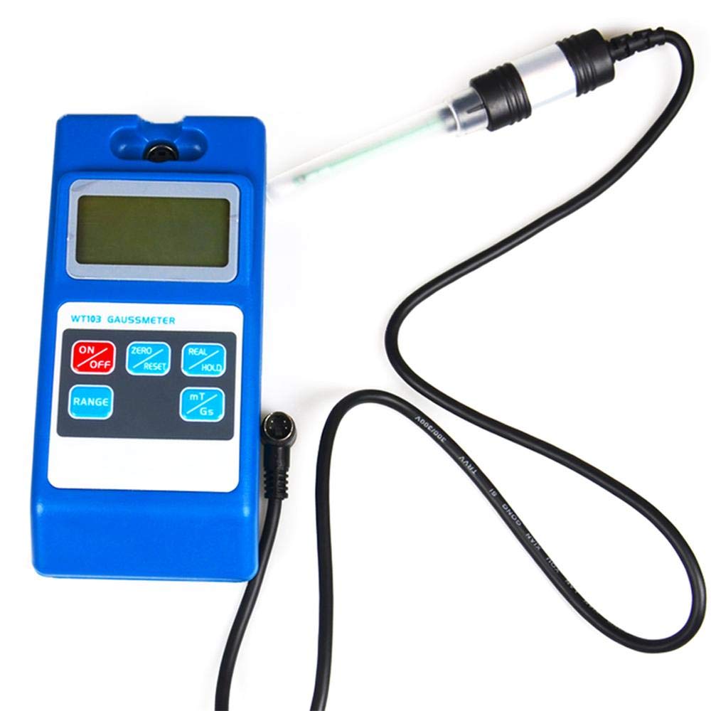 Digital Gauss Meter - WT103 High Precision Surface Magnetic Field Tester (0-200mT/0-2000mT) with LCD Display, NS Function & Metal Probe | Tesla Meter for Industrial Testing, Electronics Repair & Physics Labs
