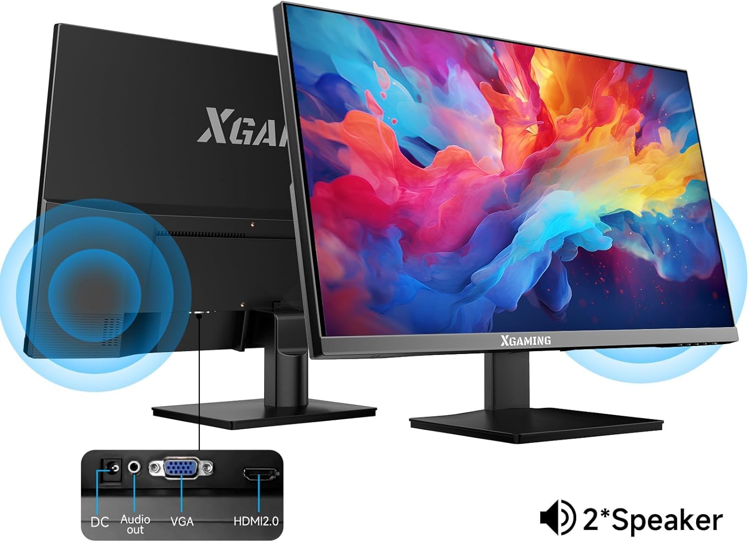 24 Inch FHD 1080P Ultra Wide 100Hz Frameless Computer Monitor - 99% sRGB, Low Blue Light Eye Care, HDMI/VGA Ports with Built-in Speakers - VESA Mount & Tilt Adjustable - Perfect for Office Work, Gaming & Home Entertainment (Black)
