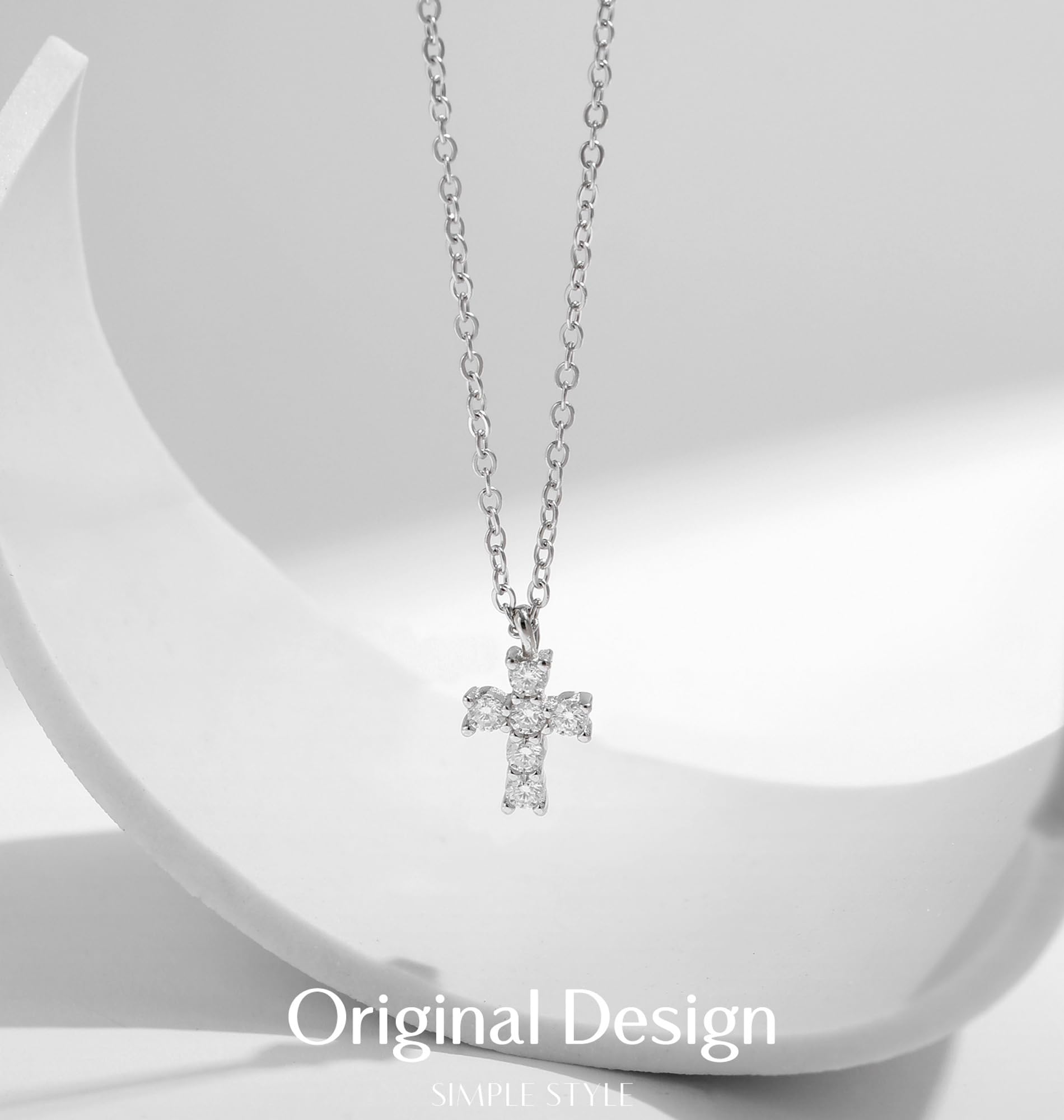 925 Sterling Silver Tiny Cross Pendant Necklace for Women - Delicate Religious Jewelry Gift for Mom, Birthday, Baptism & Everyday Wear
